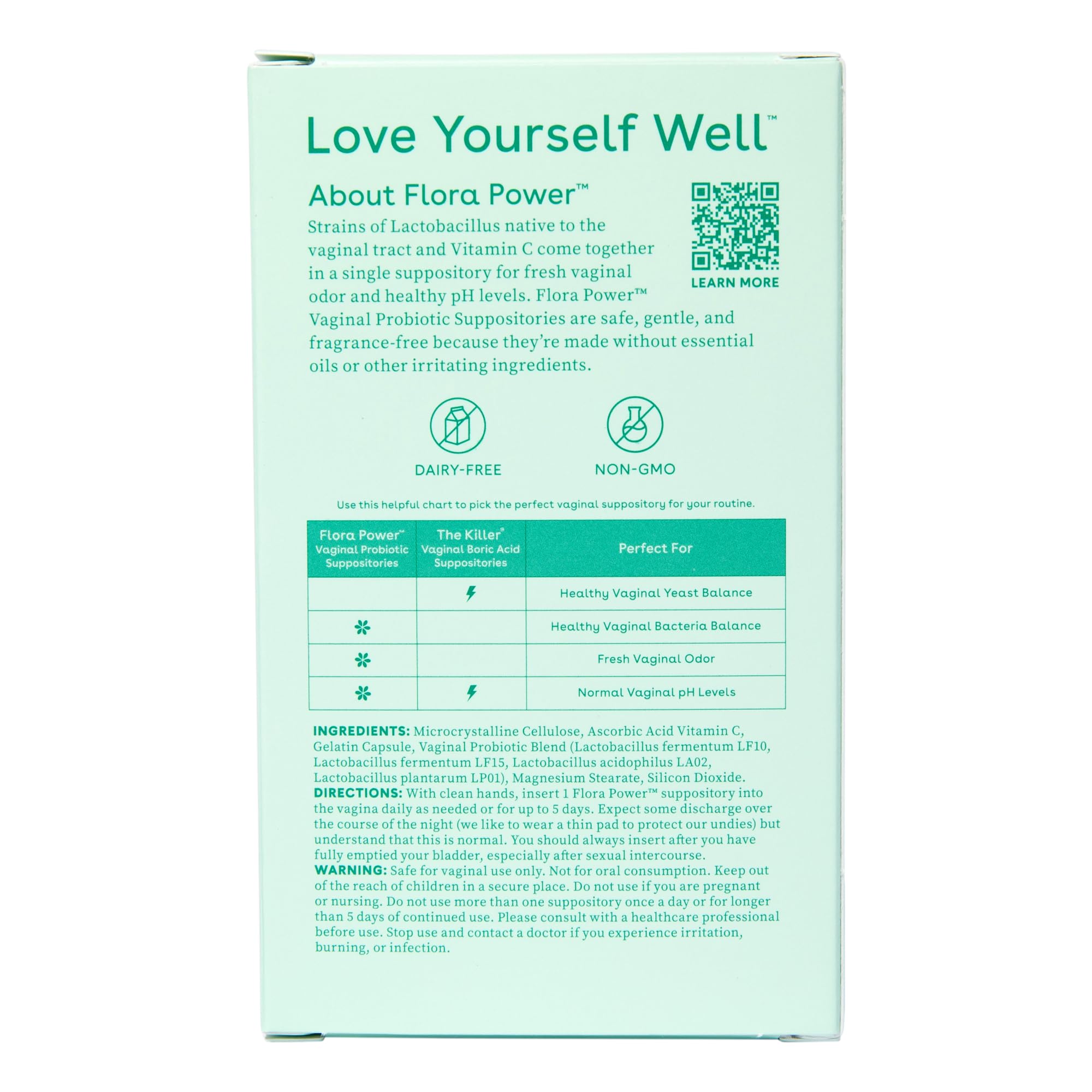Love Wellness Flora Power | Vaginal Probiotic Suppositories with Vitamin C for Vaginal Health | Vaginal Suppository for Healthy