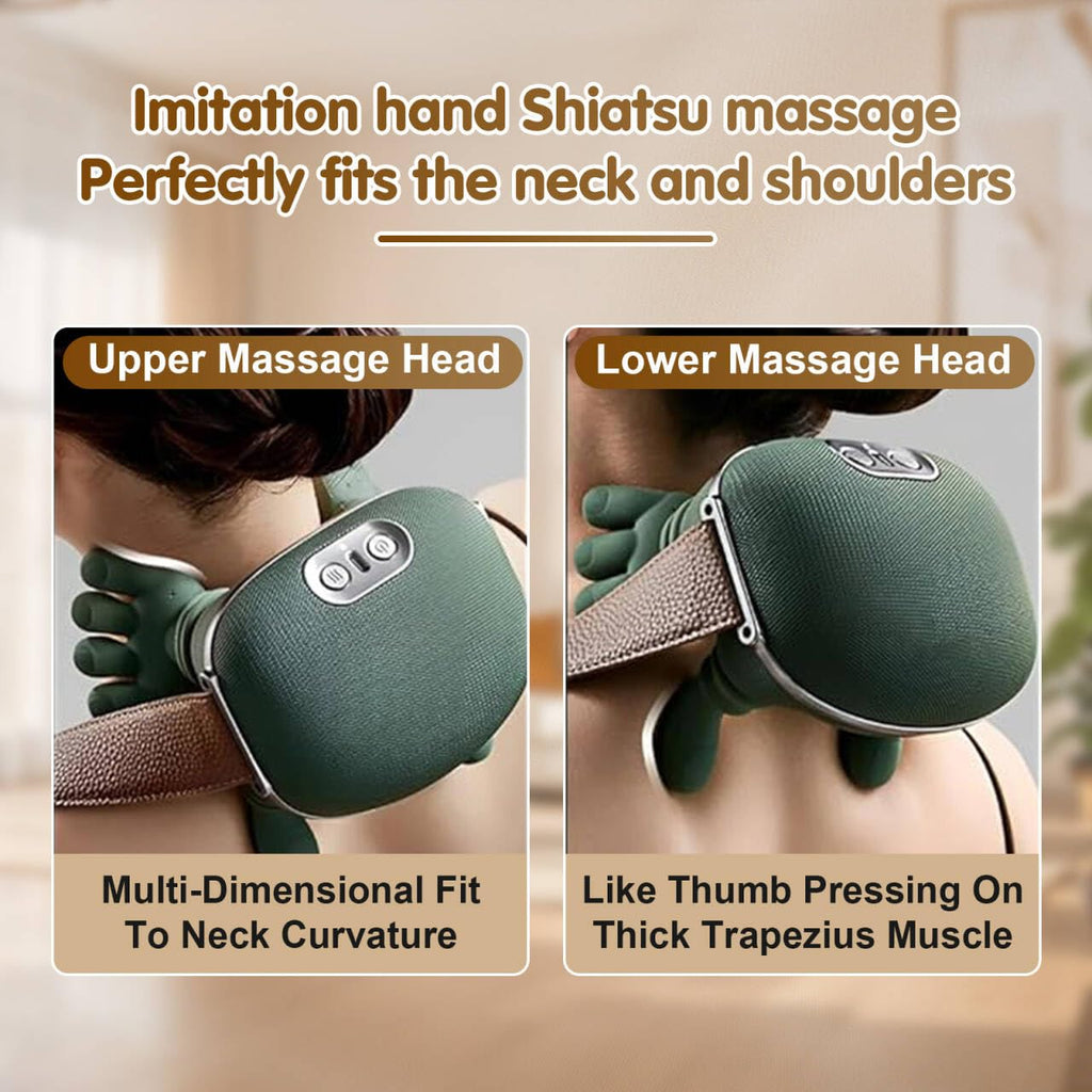 Siasoo Heated Neck Massager-Wireless Portable Shiatsu Neck and Shoulder Deep Tissue 4D Kneading Massage Pillow, Simulated Human
