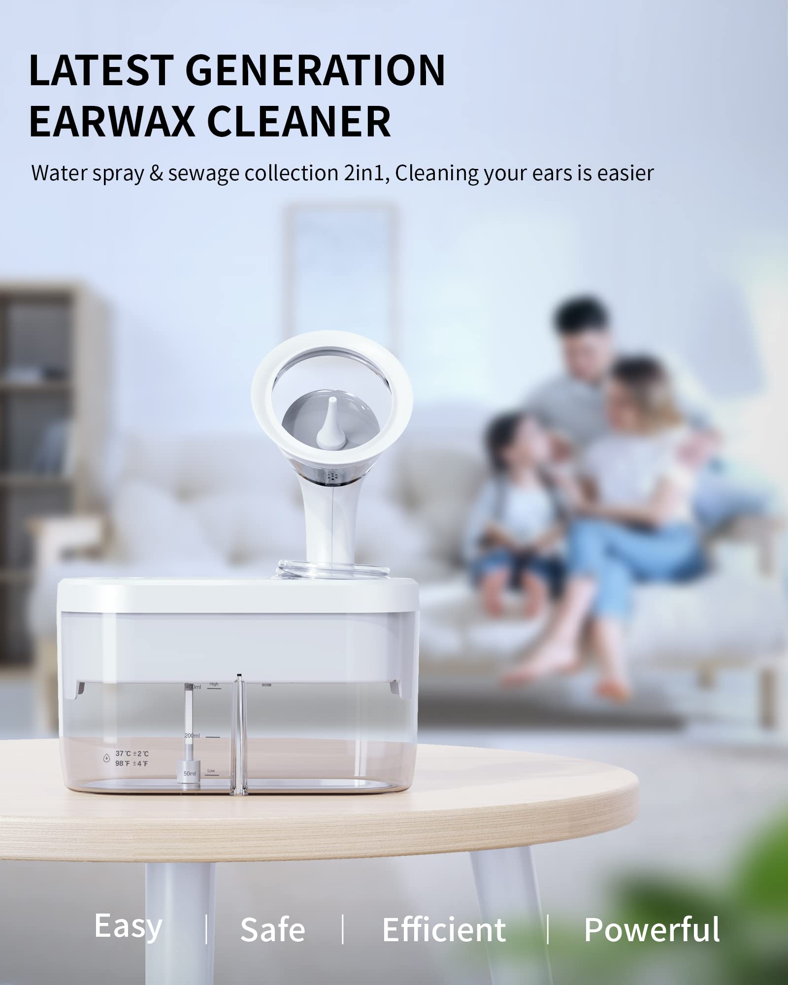 KAUGIC Water Powered Ear Cleaner, Electric Ear Wax Removal Kit, FSA HSA Eligible, Ear Irrigation Kit with Sewage System and 4 Cl