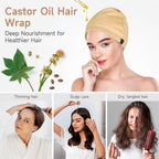 Castor Oil Pack Wrap Overnight Hair Wrap for Sleep Organic Cotton Reusable Hair Cap Cover for Treatment of Thinning, Balding, Dr
