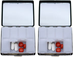 Set of 2 Metal-Plated Weekly (7-Day) Pill Box Case & Portable Medicine Organizer (Silver Victorian)