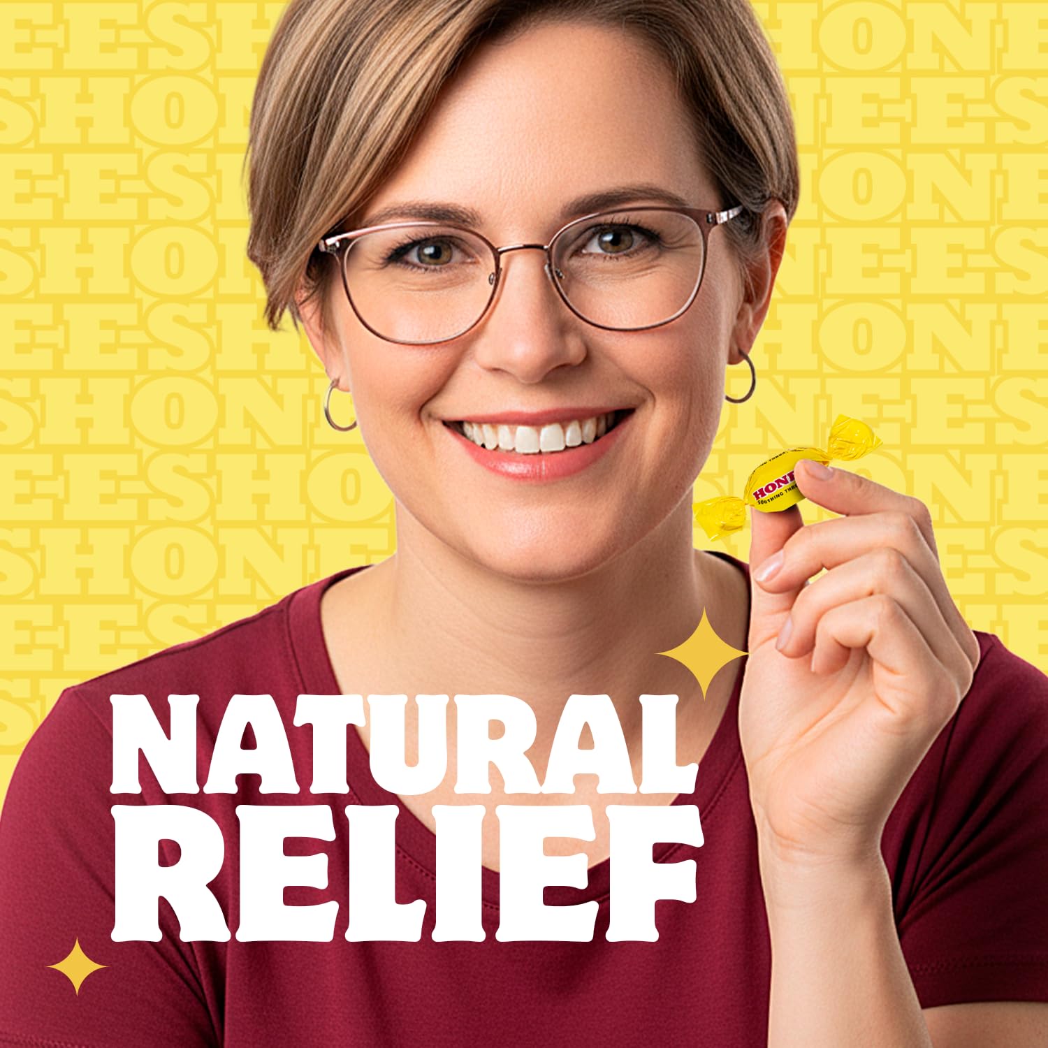 Honees Honey Filled Drops, Cough Drops with Real Honey-Natural Sore Throat Relief-Nothing Artificial-Throat Coat Lozenges, Natur