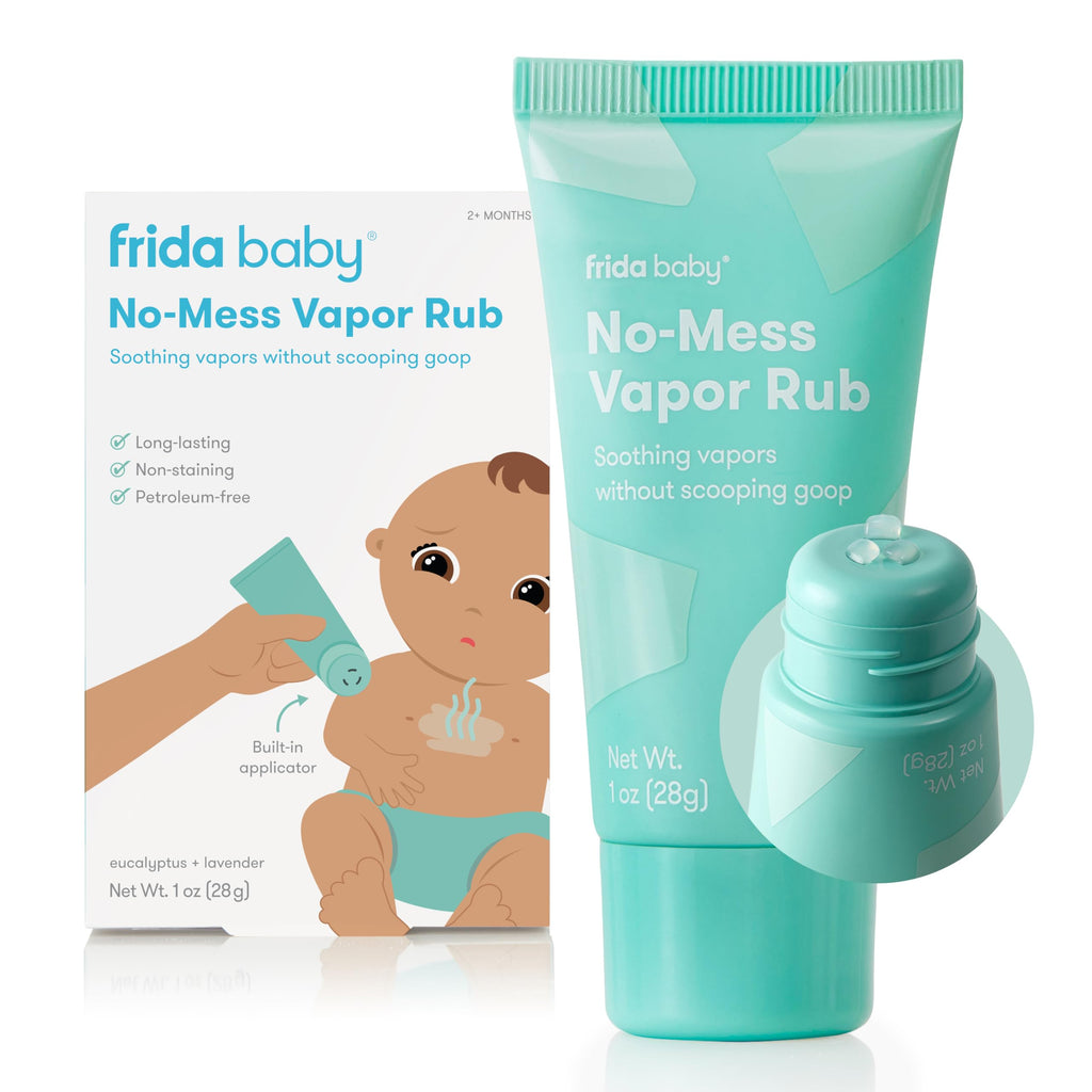 Frida Baby No-Mess Vapor Rub, Baby Vapor Rub for Chest, Neck, Back + Foot,Non-staining, Petroleum-Free Hands-Free Applicator Tub