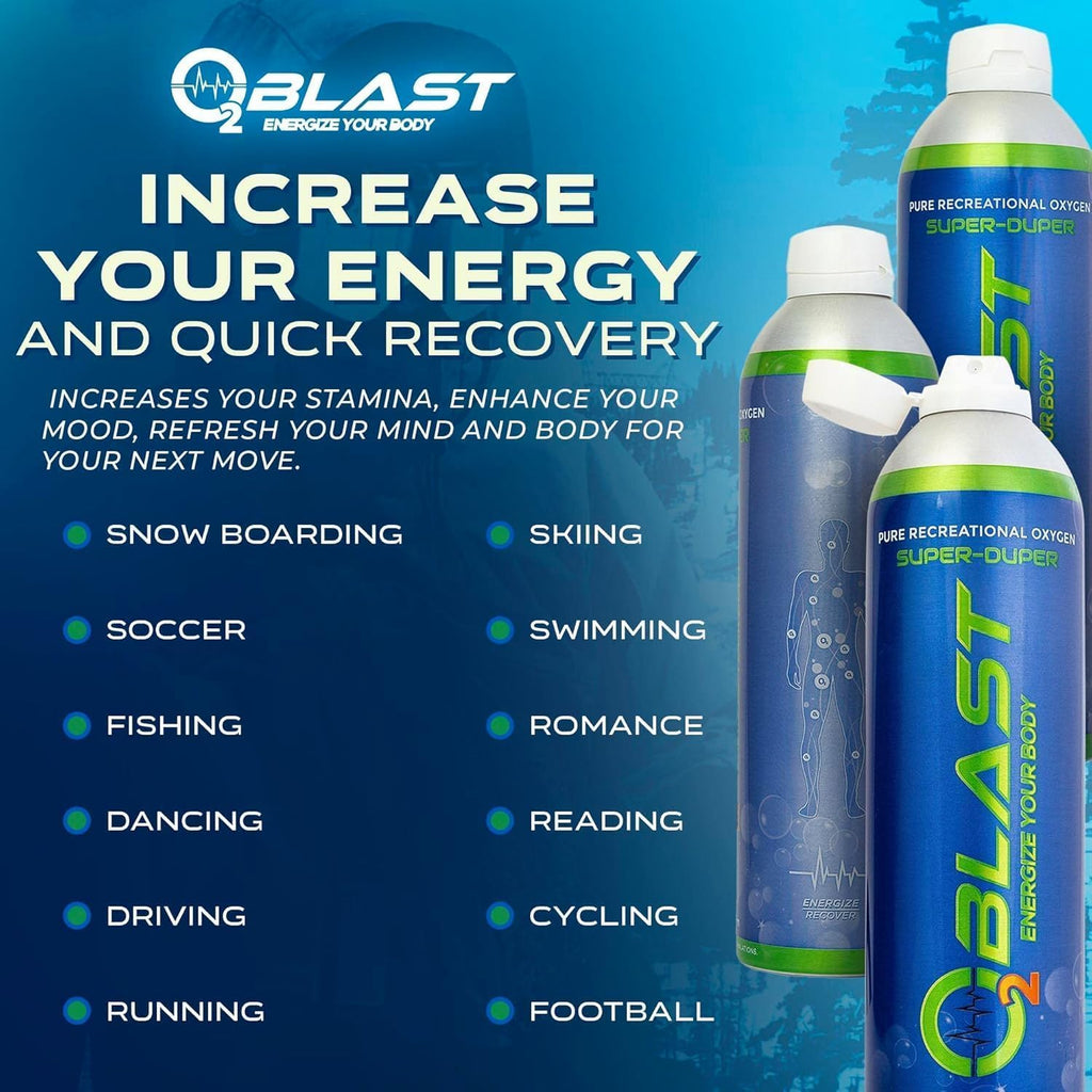 O2 Blast 95-99% Pure Oxygen, 10 Liter 3 Pack Portable Can with Sanitary flip top Cap, Increase Stamina & Reduce Recovery Time, I
