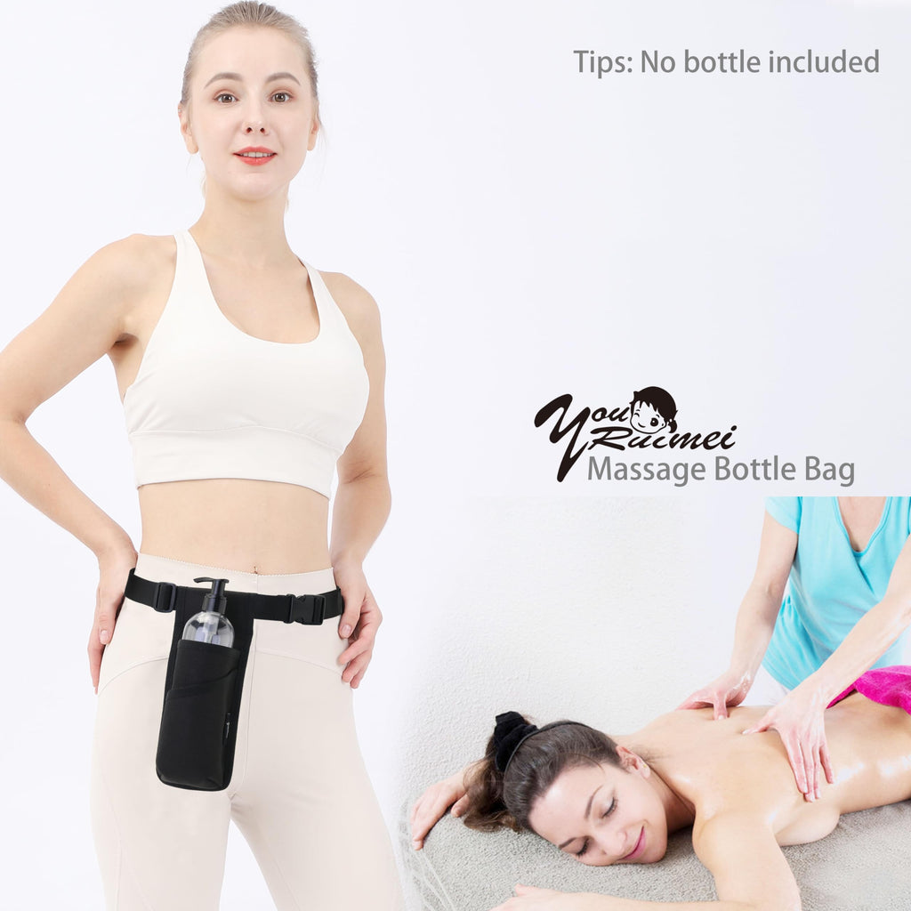 YOURUIMEI Professional Massage Therapist Holster with Adjustable Belt, Massage Bottle Bag, Massage Lotion Holster,Black(XJ-1KD)