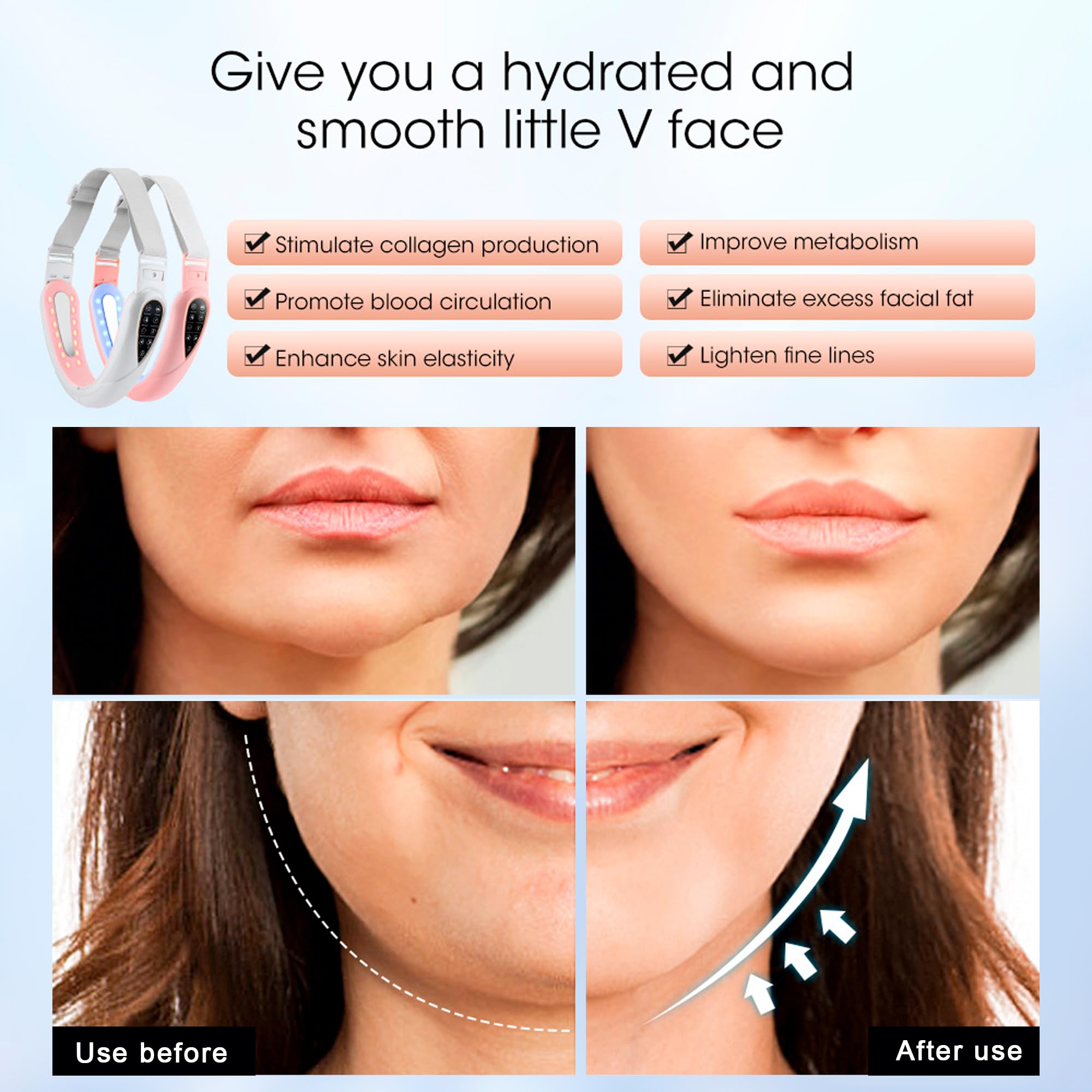 4 in 1 Massager for Face, Facial Sculpting Device for Double Chin, Reduces Sagging Skin, Remote Control Operation with 5 Modes,