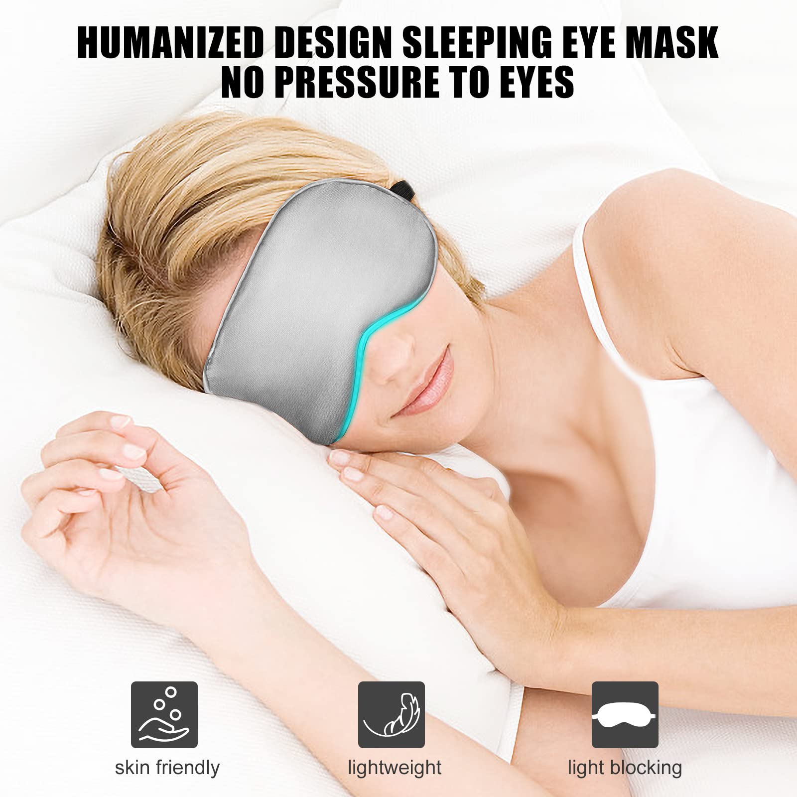 Cavoilu Sleep Mask w/ Cooling Gel Eye Mask, Silk Eye Mask for Sleeping, Hot & Cold Eye Masks, Blindfold Eye Cover Sleeping Mask