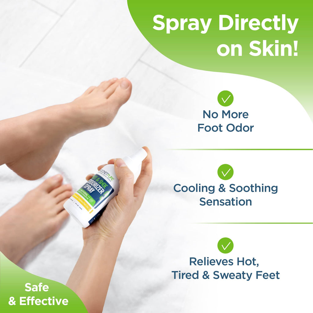 Rocket Pure Natural Foot & Shoe Deodorizer Spray - Foot Spray for Smelly Feet & Shoe Spray for Smelly Shoes - Removes, Controls