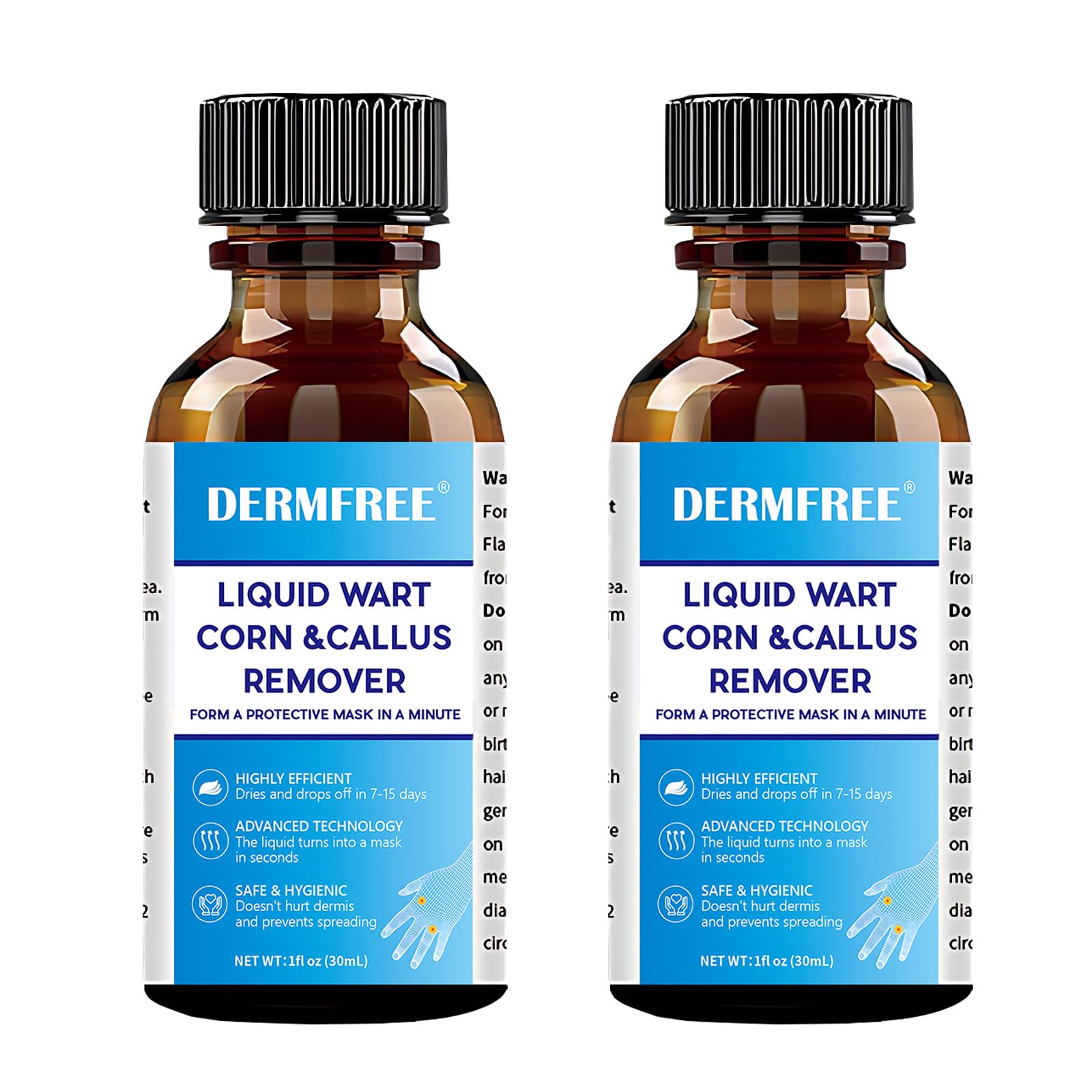 DERMFREE LIGUID WART Remover,Fast Action Wart Remover,17% salicylic Acid wart Remover, Plantar Wart, Common Wart, Flat Wart,Corn