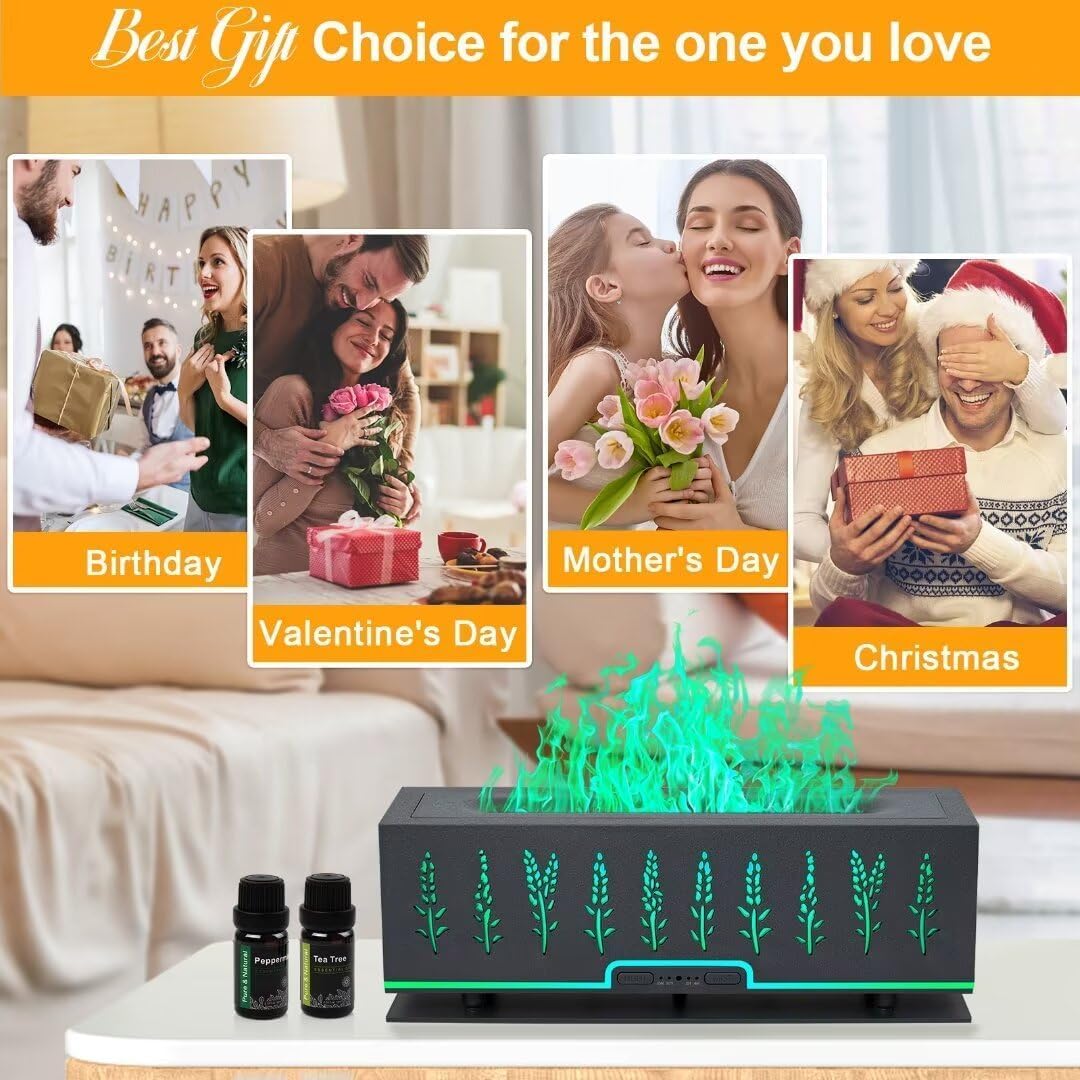 WENPHONE Colorful Essential Oil Diffuser, Flame Oil Diffuser, 7 Colors Changing Oil Aromatherapy Diffuser, 200ml Cool Mist Ultra