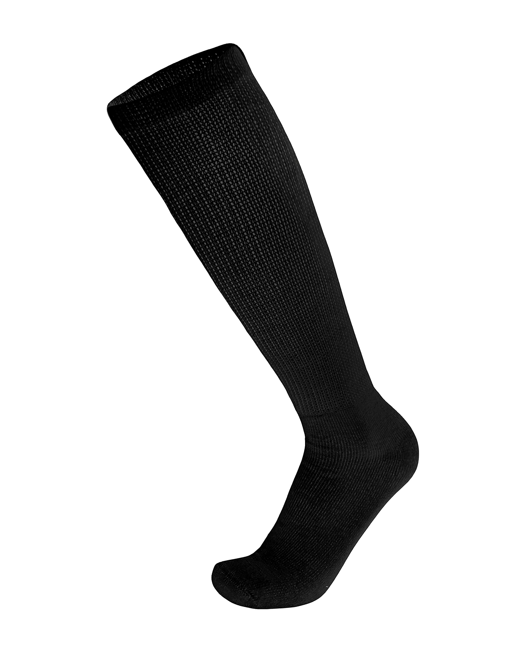 6 Pairs of Diabetic Over The Calf - Knee High Cotton Socks (Black - 6 Pairs, Fit Men's Shoe Size 10-12)