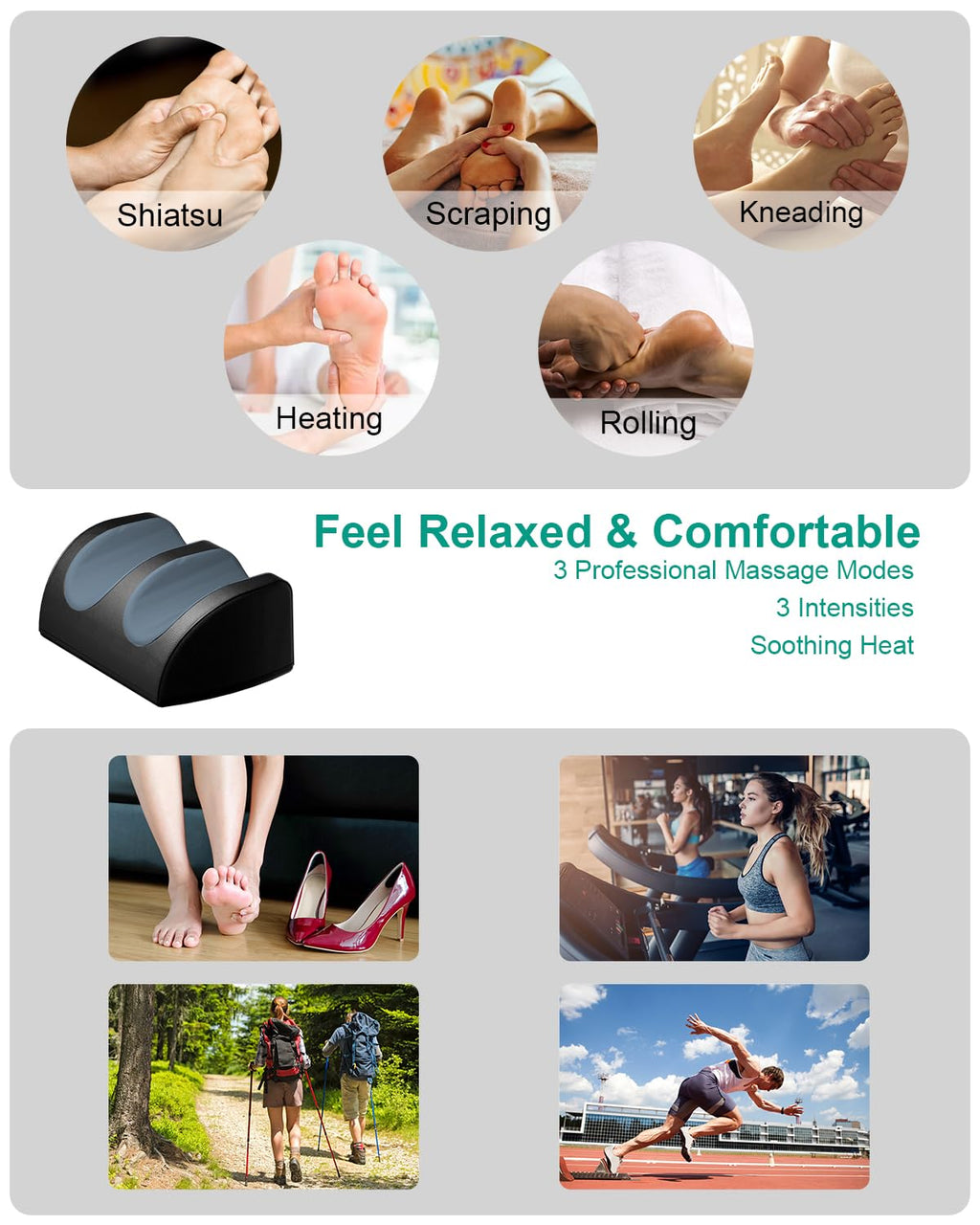 LINGTENG Foot Massager with Heat and Foot Massage, Electric Foot Massager with Cord Remote Control, Birthday Gifts for Mom and D