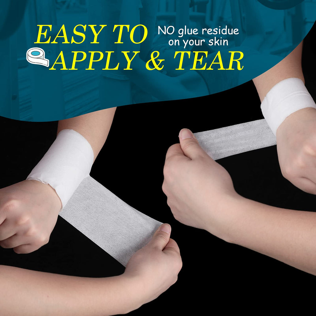 4 Rolls Non-Woven Cover Stretch Tape Breathable Non-Woven Tape Protective Adhesive Bandage Roll Film, 2 Inch x 5.47 Yard, 4 inch