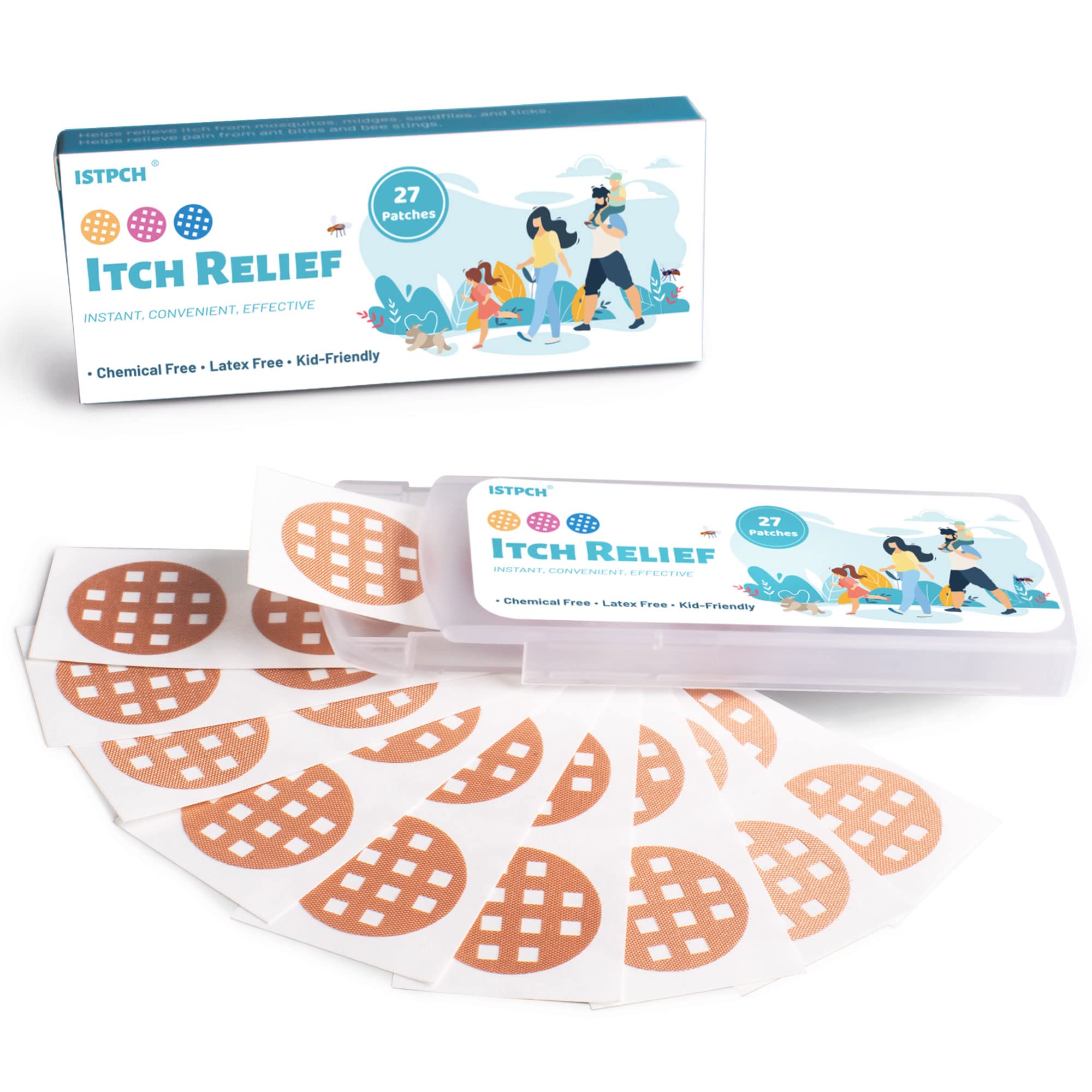 Istpch Bite Itch Relief Patches 27 Patches Kids, Natural Itch Relief Stickers, Reduces Itch & Swell, After Bite Anti Itch Patch 