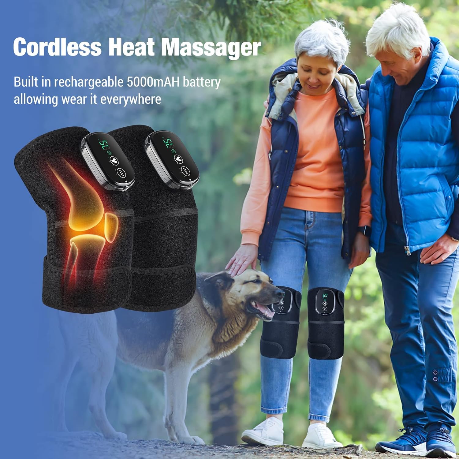 Knee Massager for Circulation, Knee Heating Pad for Arthritis with Massage, Heated Knee Massager with Heat and Vibration