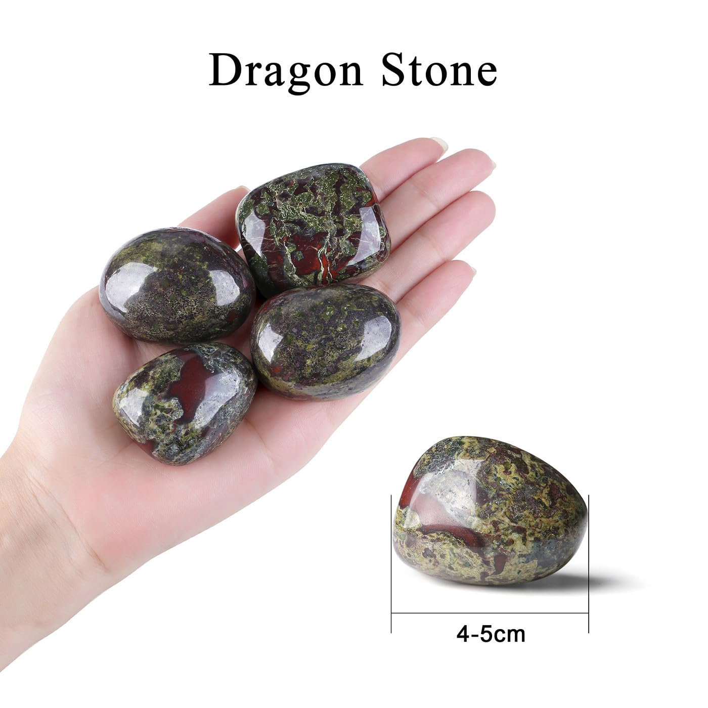 MAIBAOTA 1.6-2.0'' Dragon Stone Large Bloodstone Reiki Natural Tumbled Polished Stones for Energy Witchcraft Therapy Meditation