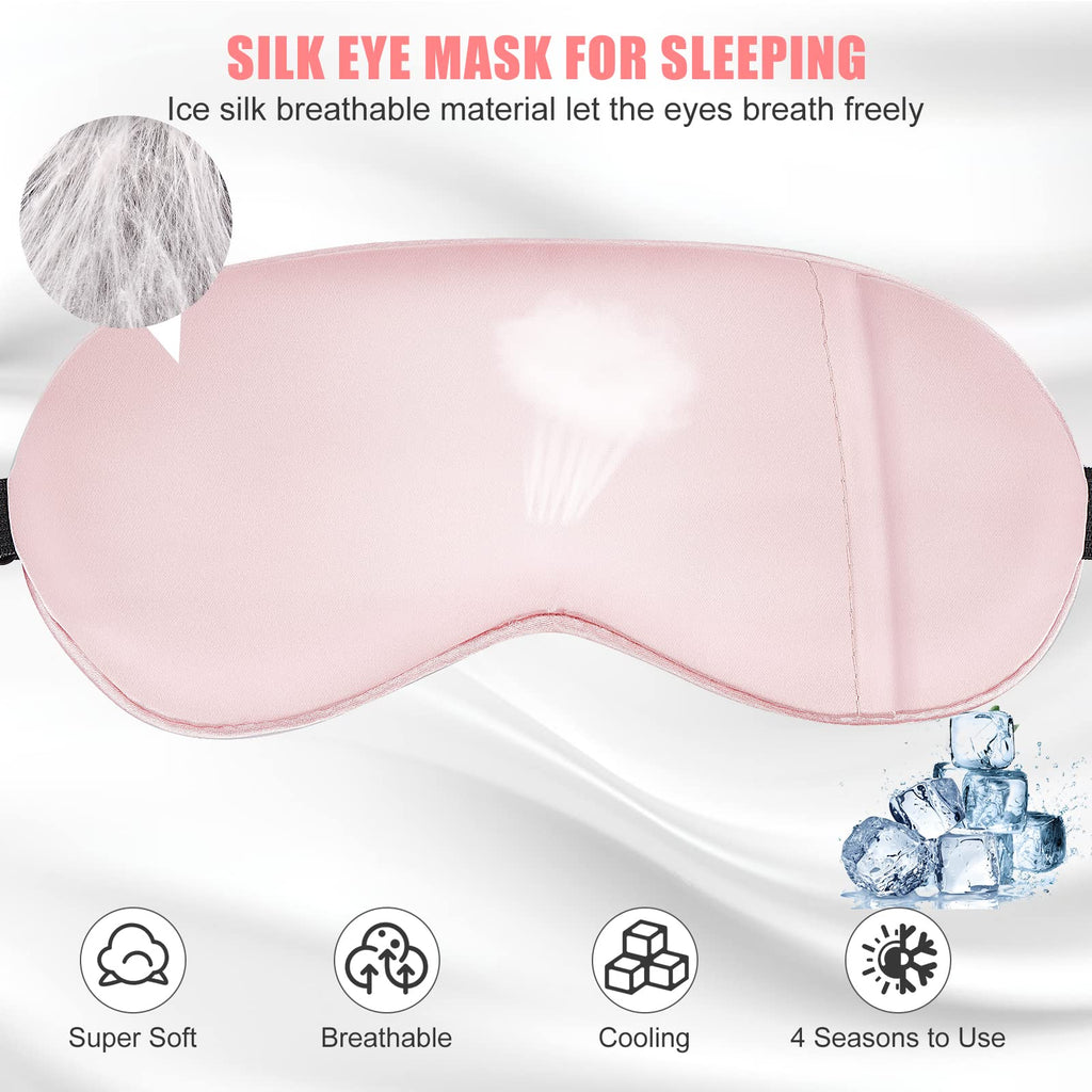 Cavoilu Cooling Eye Mask for Sleeping, Silk Sleep Mask w/Gel Eye Mask, Heated Eye Masks, Blindfold Eye Cover Women Sleeping Mask