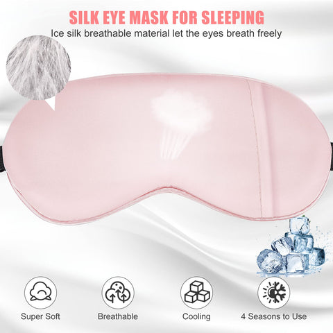 Cavoilu Cooling Eye Mask for Sleeping, Silk Sleep Mask w/Gel Eye Mask, Heated Eye Masks, Blindfold Eye Cover Women Sleeping Mask