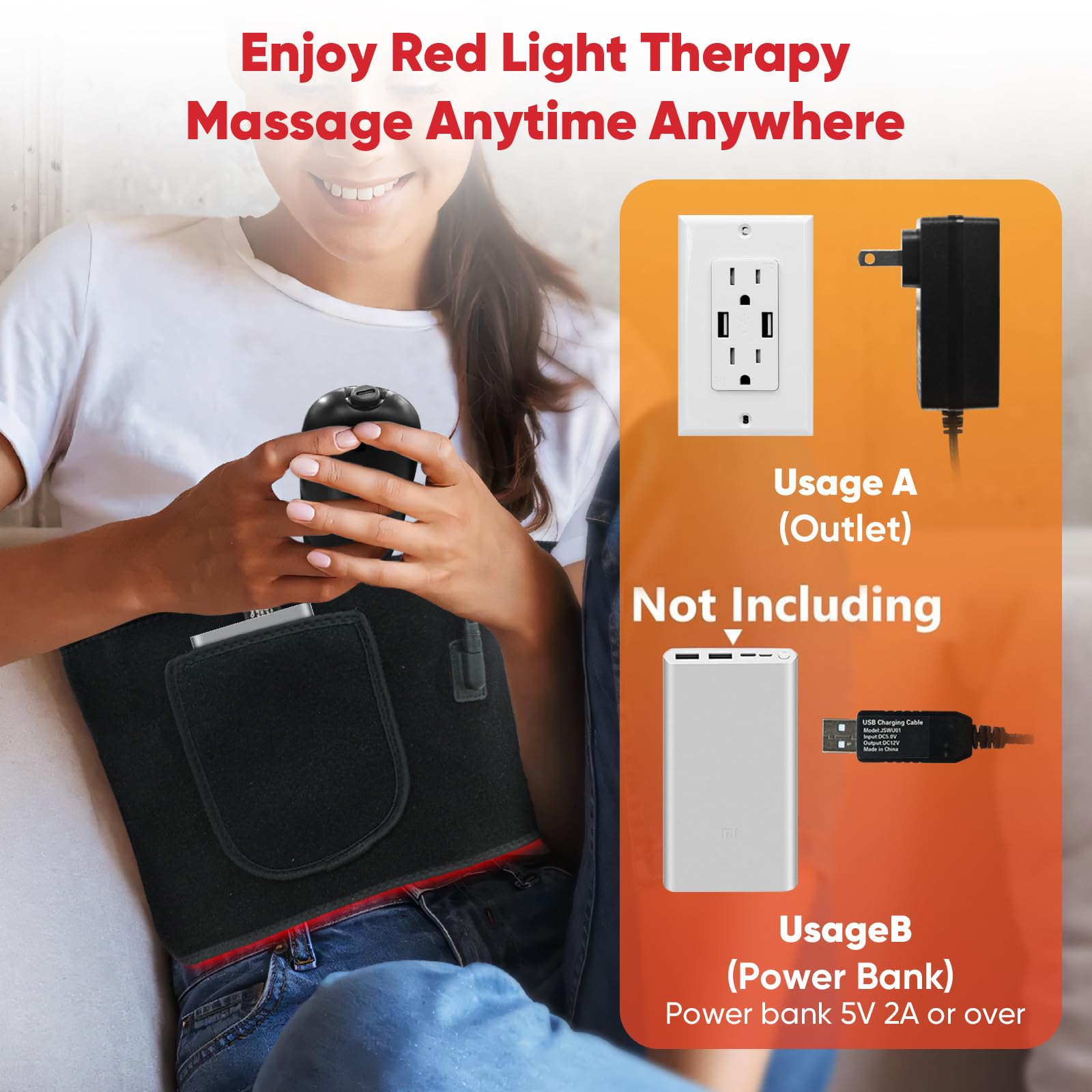 Red Light Therapy for Body: Infrared Light Therapy Belt Heating Massage Pad with Vibration for Back, Waist, Shoulder, and Belly