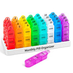 Daviky Monthly Pill Organizer 3 Times a Day, 30 Day Pill Organizer with Small Pill Box, One Month Medicine Organizer, 31 Day Pil