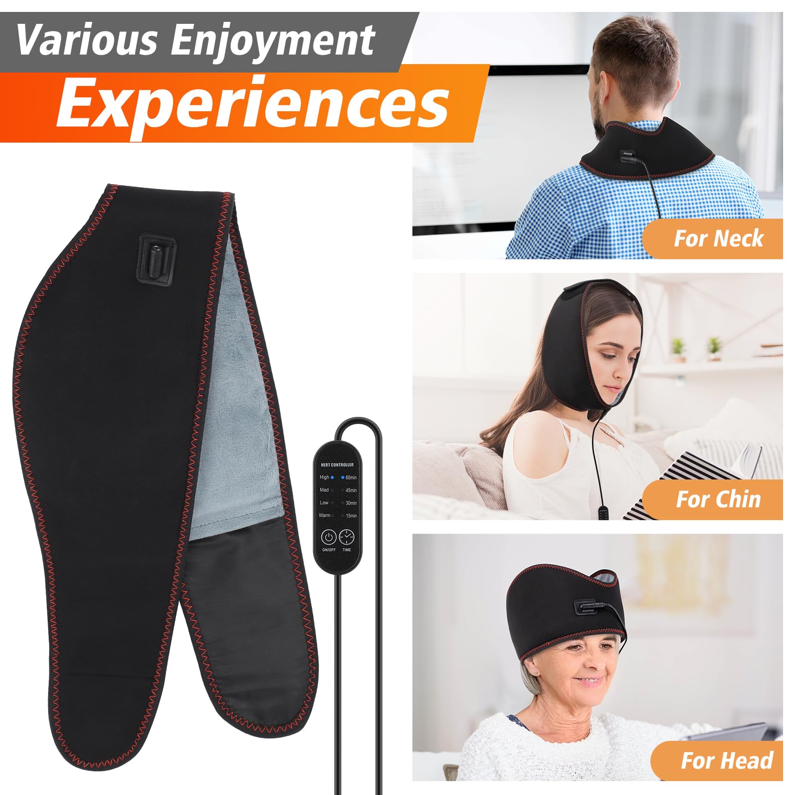 Wearable Heating Pad for Face Jaw Chin Wisdom Teeth, Oral and Facial Jaw, 3 Heating Levels 3 Time Settings (Without Plug)