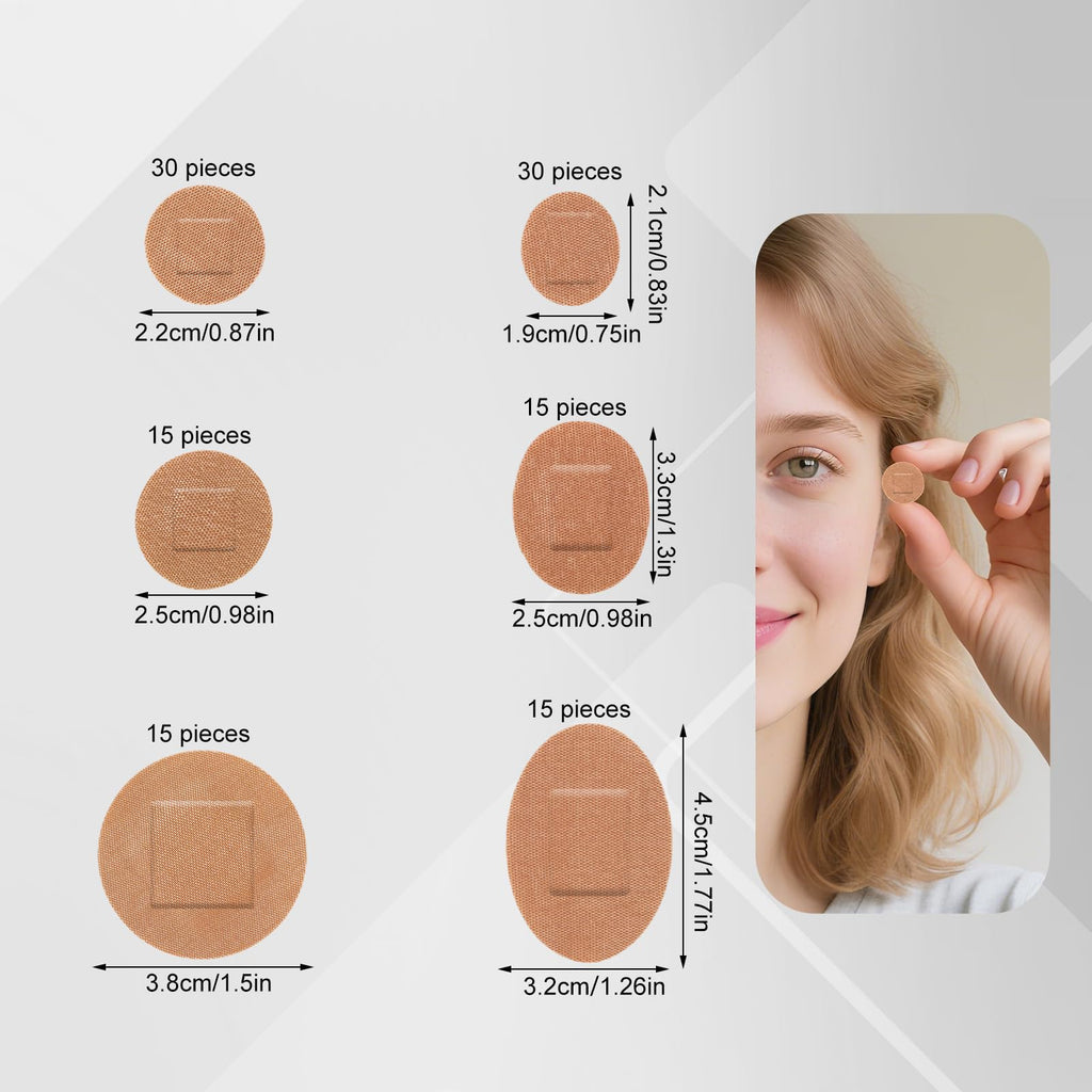 120pcs Small Circle Bandages, 6 Sizes Flexible Fabric Adhesive Breathable Round & Oval Wound Protection and Hides Skin Spots Ide