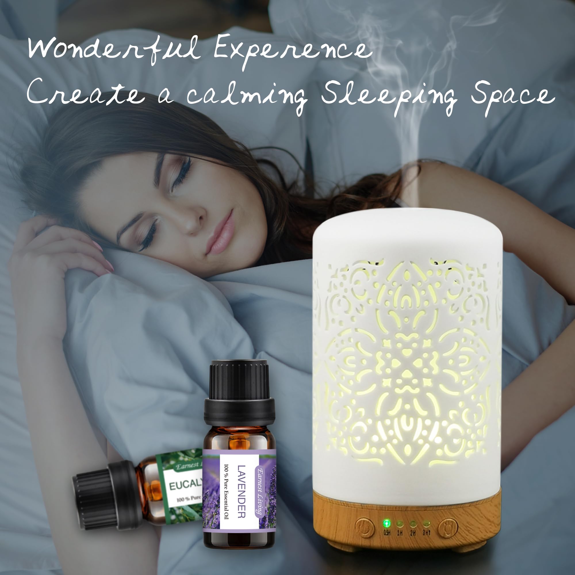 Earnest Living Tea Tree, Peppermint, Lavender, and Eucalyptus Essential Oil Set for Home Diffusers
