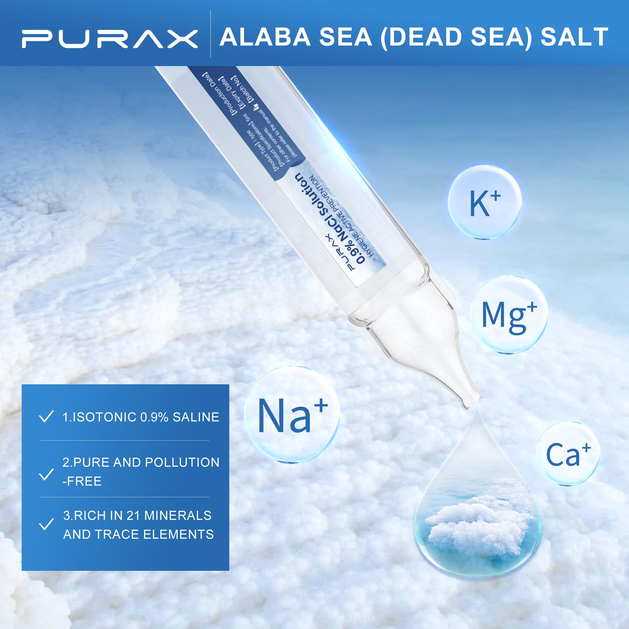 PURAX Saline Solution 0.9%,Nasal Cleanse for Babies, Kids and Adults, Isotonic Saline Solution for Eye Care, Wound Cleansing - 5