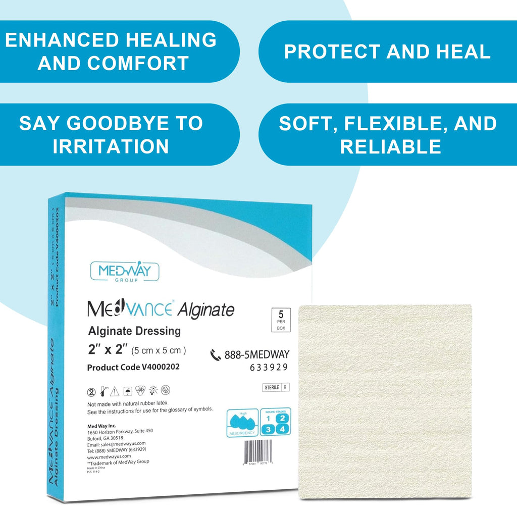 MedVance TM Alginate - Calcium Alginate Dressing 2x2, Box of 5 dressings