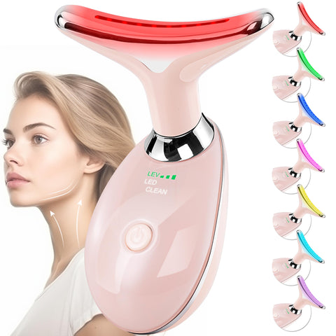 Facial Massager for Face and Neck, Red-Light-Therapy-for-Face and Neck, Face culpting Wand with 7 Color, at-Home Face Tool for S
