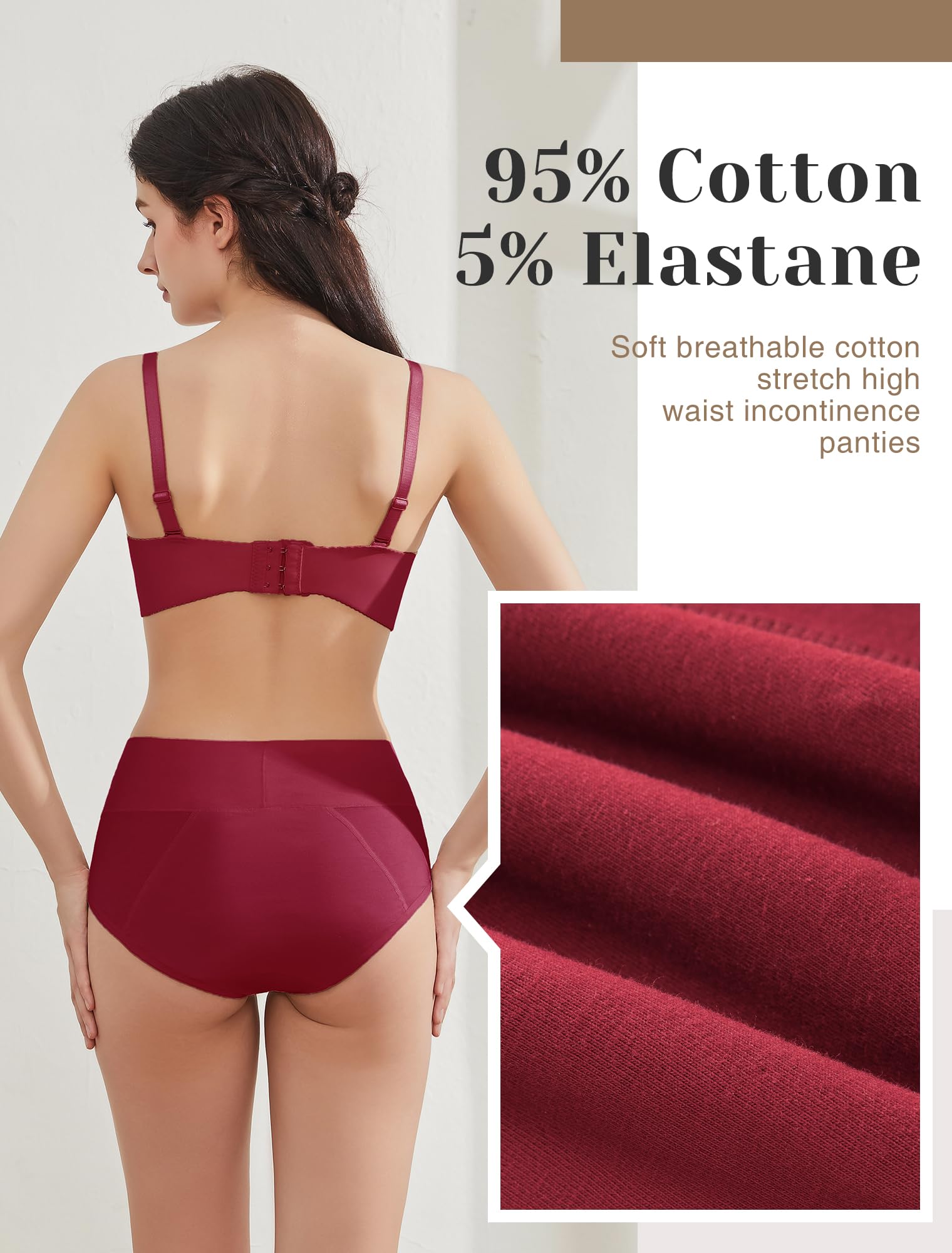 Washable Leakproof Period Underwear - Reusable Incontinence Panties for Postpartum, Heavy Menstrual Flow & Bladder Leaks