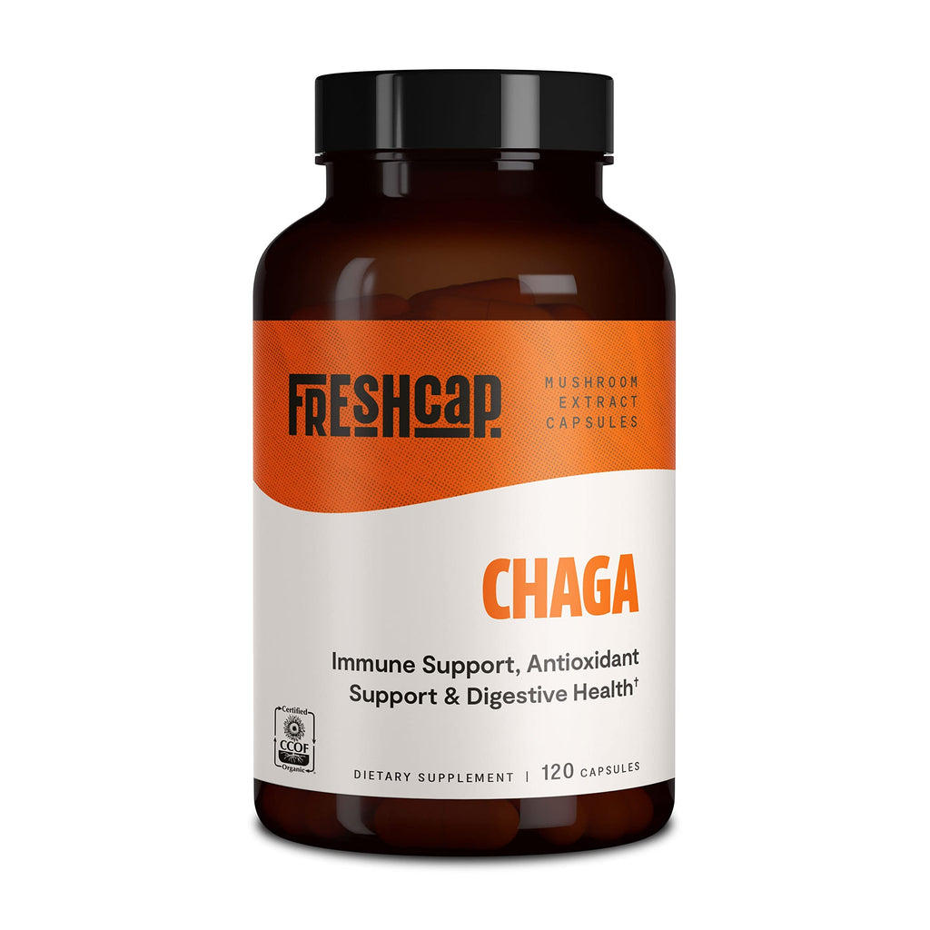 FreshCap Chaga Mushroom Supplement - Antioxidant & Immune Support - Ayurveda Mushroom Supplement (120 Capsules)
