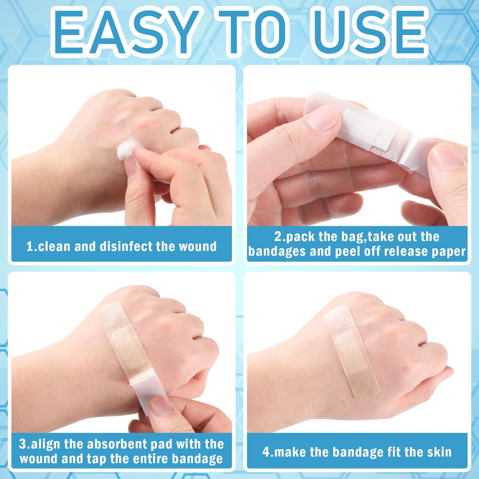 Funtery 100 Pcs Silicone Adhesive Bandages Bulk Sensitive Skin Painless Removal Bandages for Sensitive Fragile Skin Elderly Pain