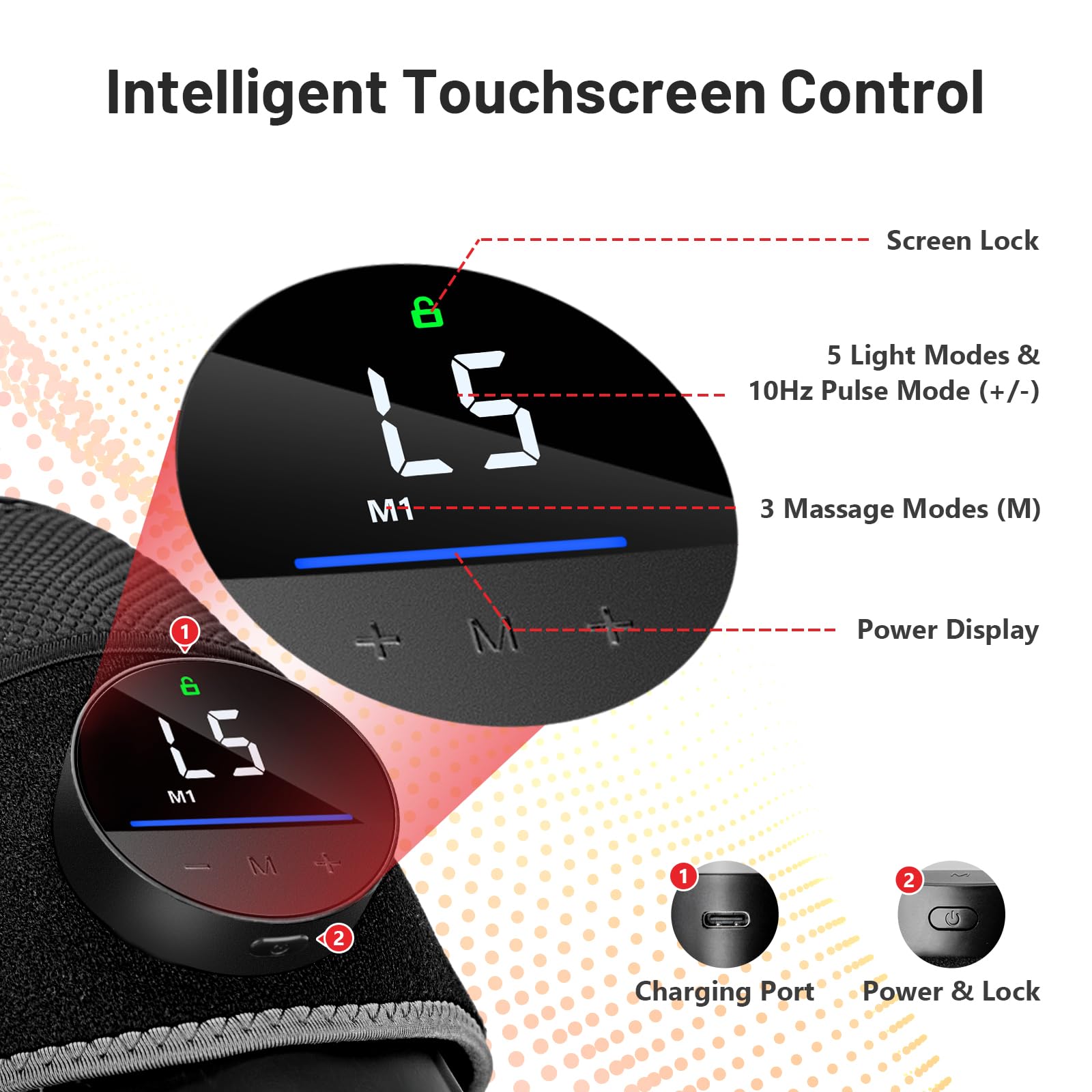 ROMISA Red Light Therapy Knee Brace&Vibration Knee Massage for Pain Relief, 660nm&850nm Rechargeable Near Infrared Light Therapy