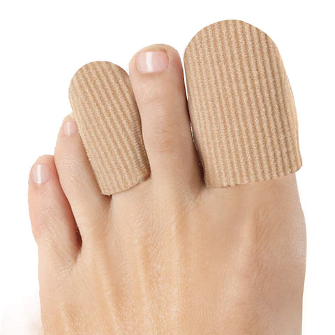 Welnove 10Pack Toe Caps Closed Toe Surface Fabric Sleeve Protectors with Gel Lining, Prevent Pain Relief for Corns, Blisters and