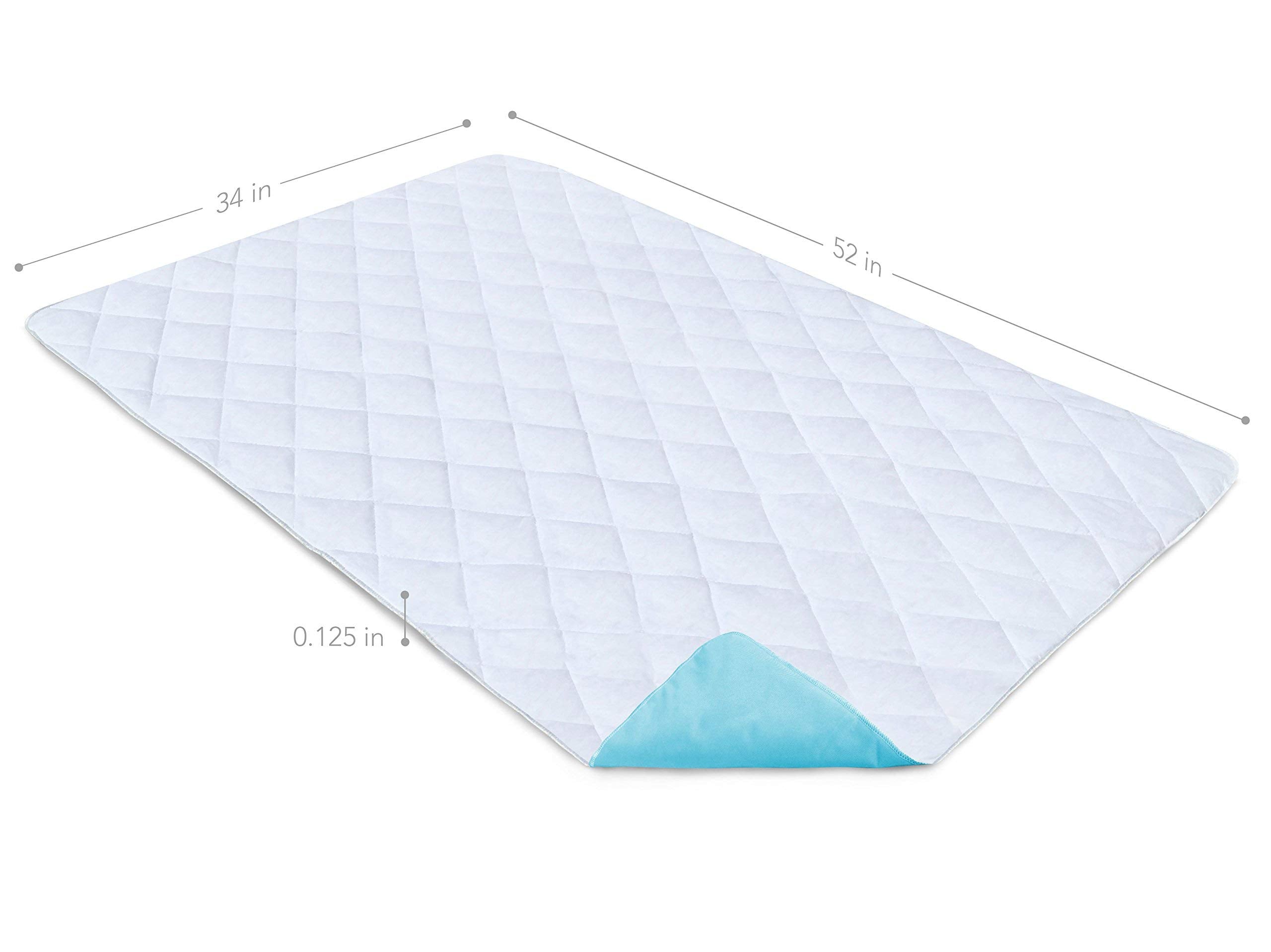 PharMeDoc Washable Bed Pads for Incontinence, Leak Proof and Slip Resistant Pee Pads - 52 x 34 inches - Mattress Protector Bedwe