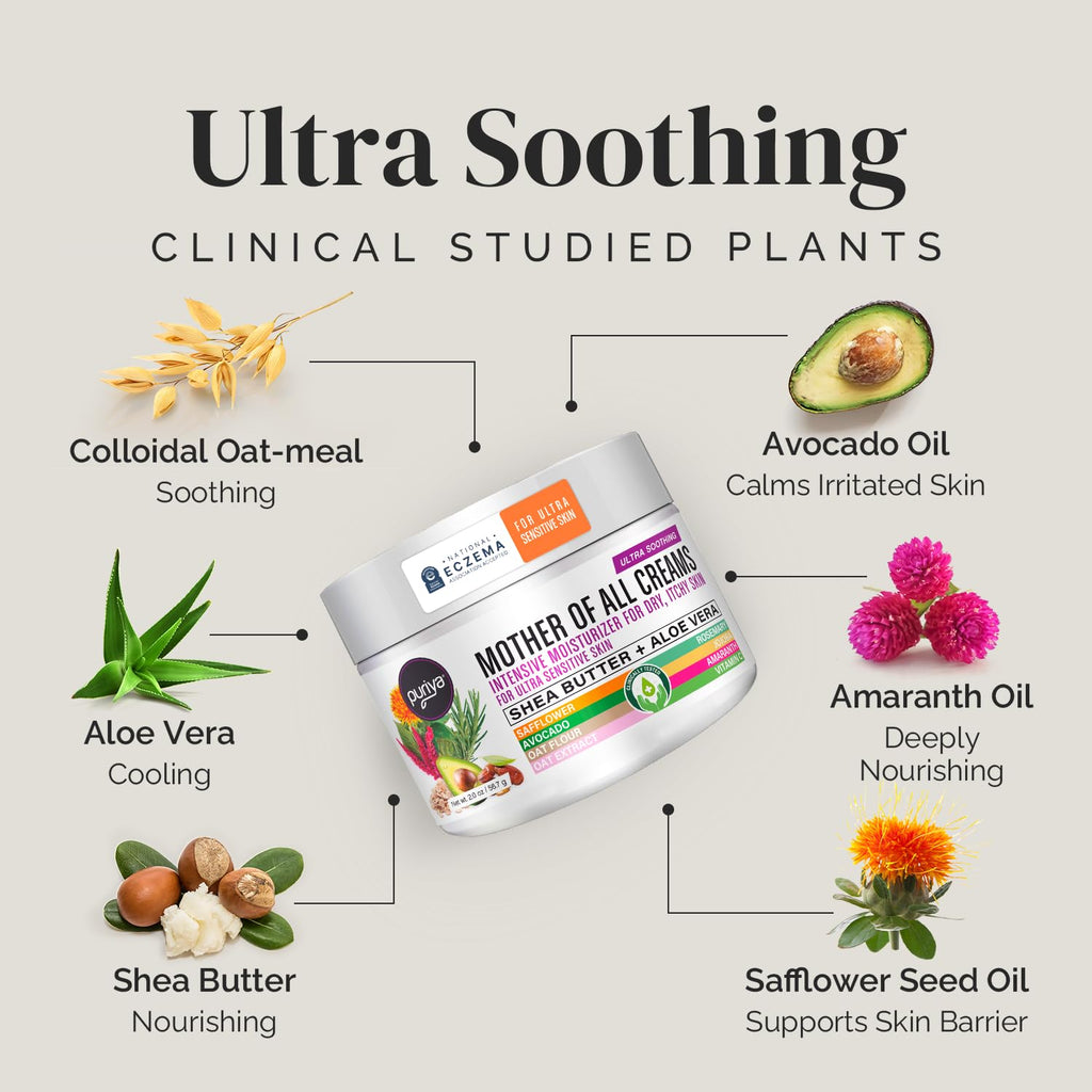 Puriya National Eczema Association Accepted Cream 2 oz, Dry Itchy Skin Relief, Colloidal Oatmeal Lotion, For Kids, Adults, Face,