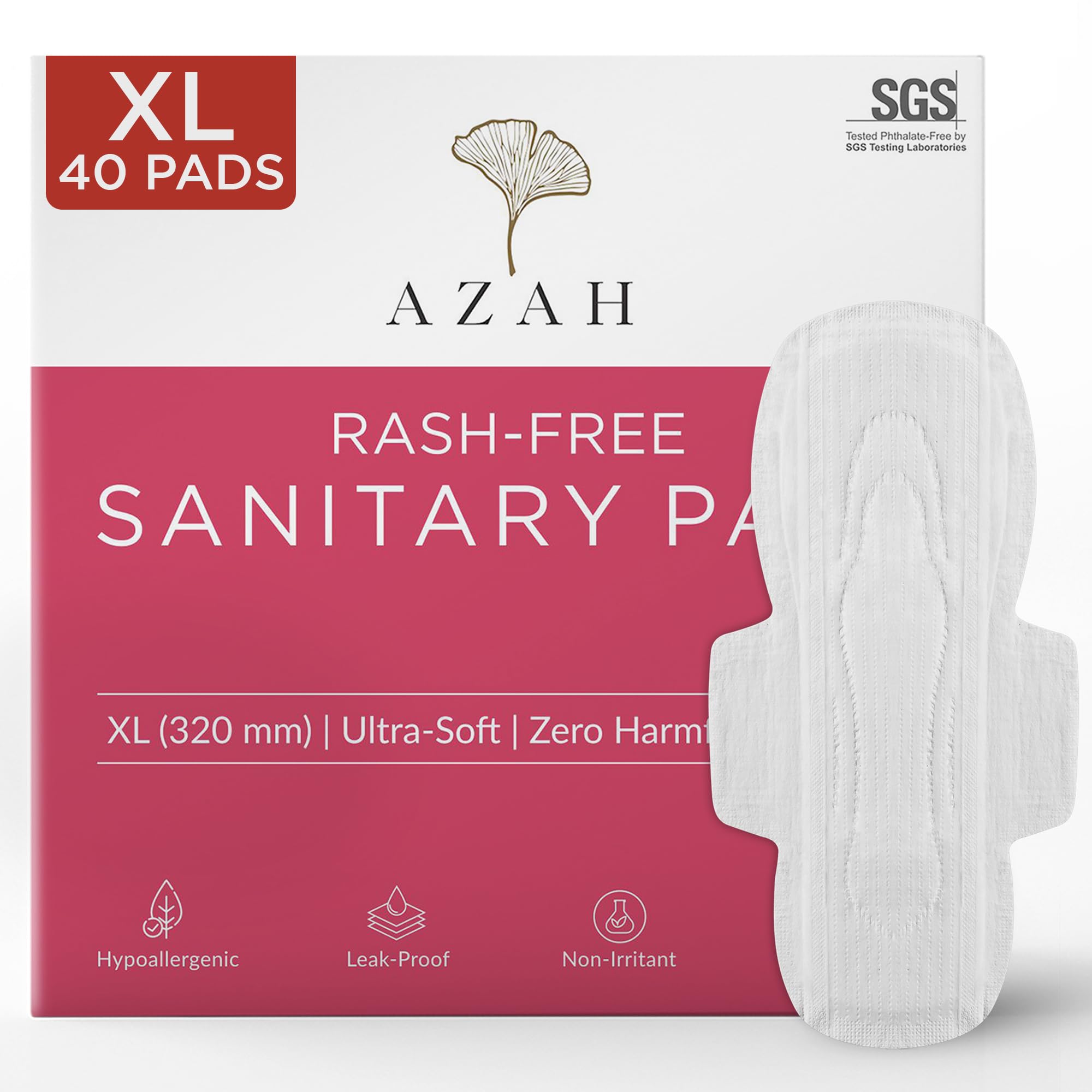 Azah Sanitary Pads For Women Xl [Pack Of 40] 100% Rash-Free Sanitary Napkins | 3X More Absorption, Cottony Soft And Dry Top Cove
