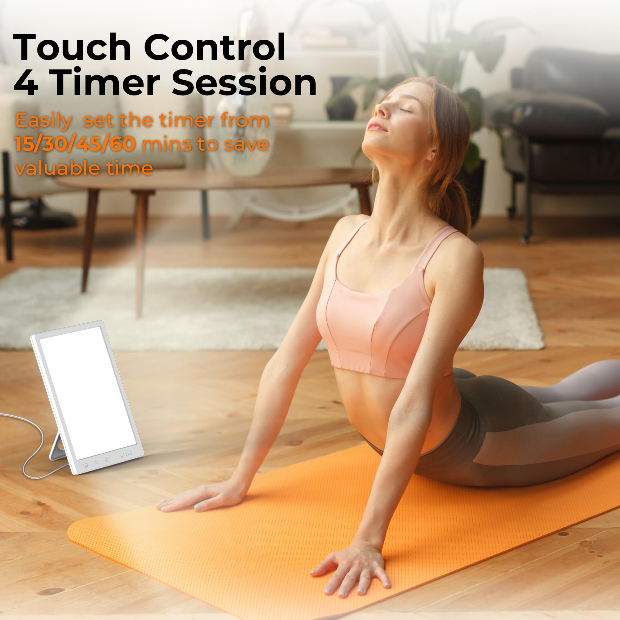 Light Lamp, Portable Full Spectrum LED Light Sunlight Personal Daylight with 3 Adjustable Color&Stepless Brightness Levels, Time