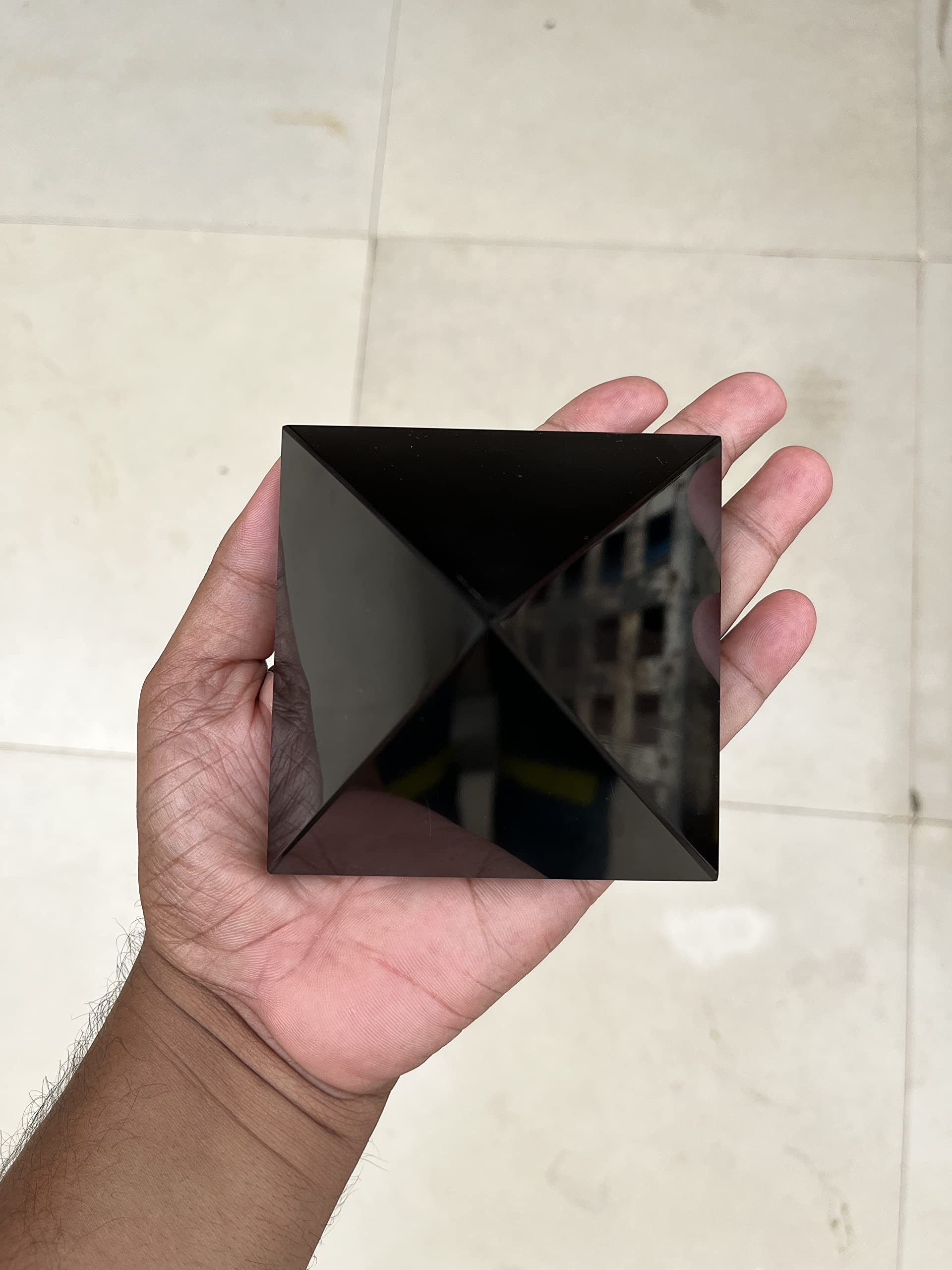 Large Black Shungite Pyramid | EMF Protection | Meditation | Home Protection Crystal | Home Decor Crystal | Detox Crystal | Puri