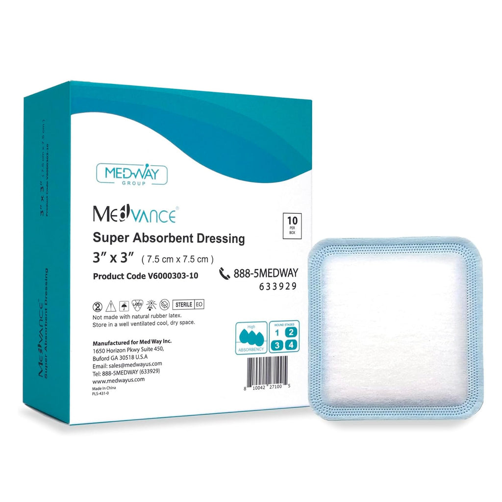 MedVance Super Absorbent Dressing, Non-Adhesive Pads for Wound Care, Pressure Ulcers & 1st/2nd Degree Burns, Superior Moisture A