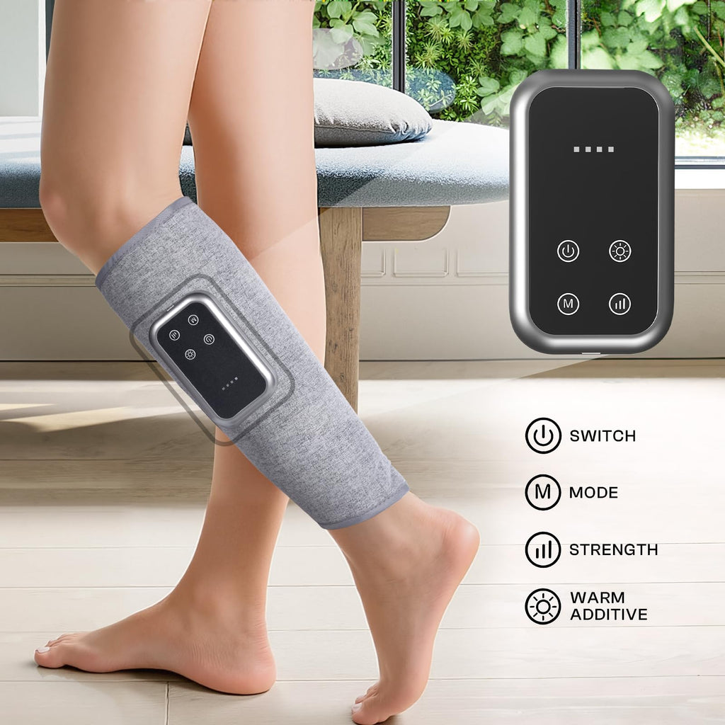 ZHOUMADE Cordless Leg Massager with Heat and Compression, Rechargeable Leg Compression Massager for Circulation, Muscle Relaxati