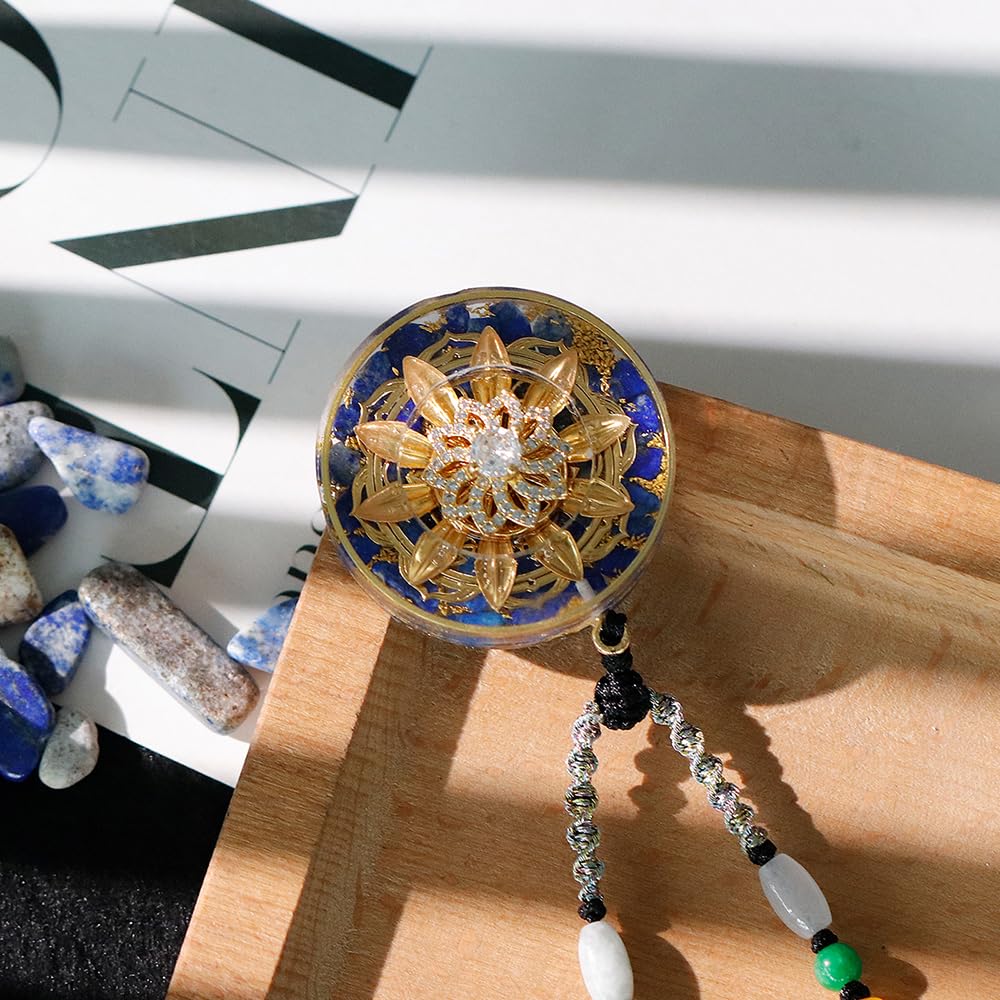 Lapis Lazuli Orgone Pendant Reiki Yoga Meditation Necklace Rotation Design Healing Stones Spirituality Jewelry (Style 3)