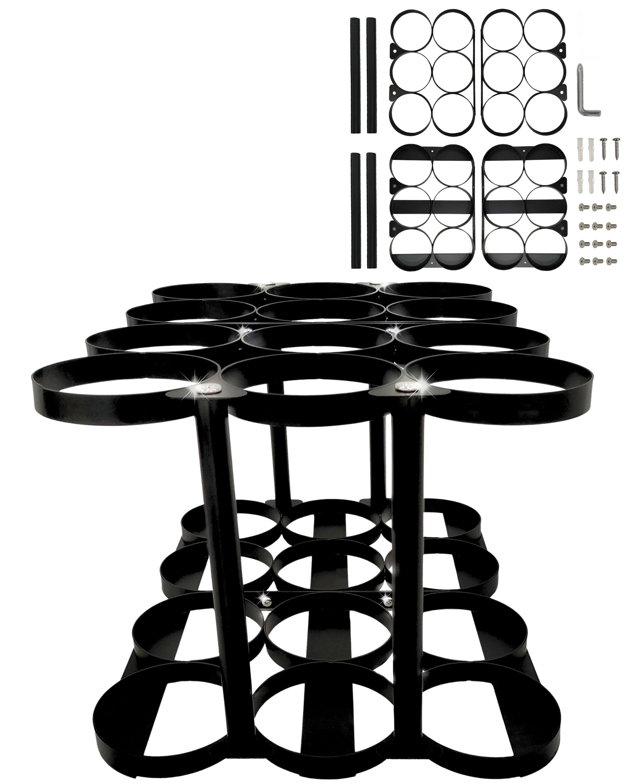 KOKAND Detachable Oxygen Tank Holder (12) for E, D, M9/C Size Cylinders - Heavy Duty Metal Storage Rack - Portable Oxygen Tank C