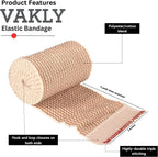 Elastic Bandage Wrap with Self-Closure [Pack of 50] Comfort Athletic Compression Roll, 5 Yards Stretched for Customized Compress