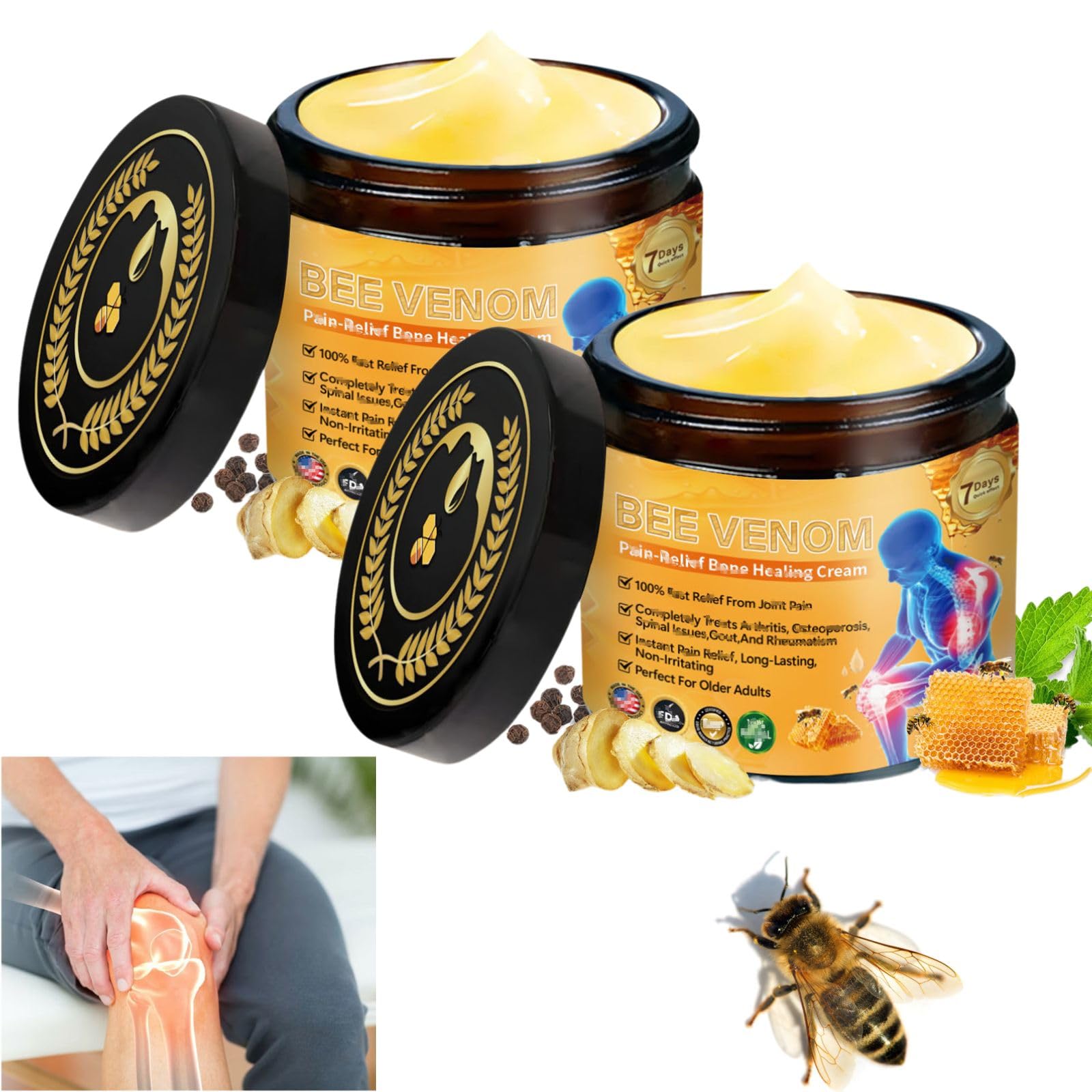 2PCS Bee Venom Ointment, A Professional Bee Venom Gel, is Effective on the Back, Neck, Hands, Knees and Ankles, Making Joints Mo