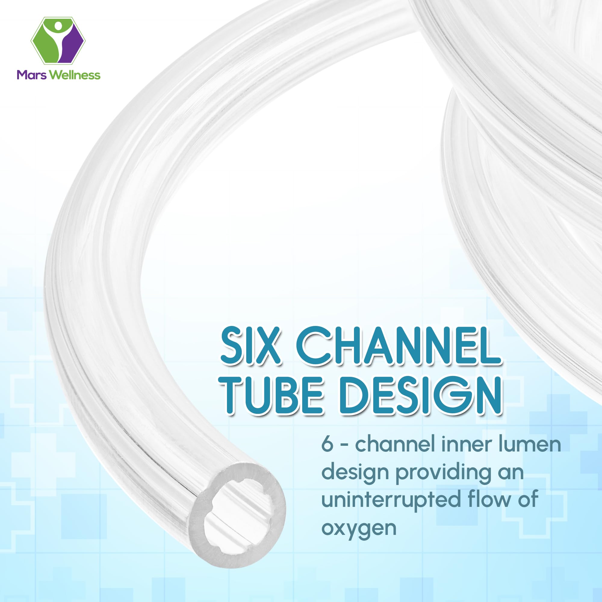 Mars Wellness Oxygen Tubing - Premium Clear Crush Resistant Oxygen Tubes - 7 Foot - 3 Tubes