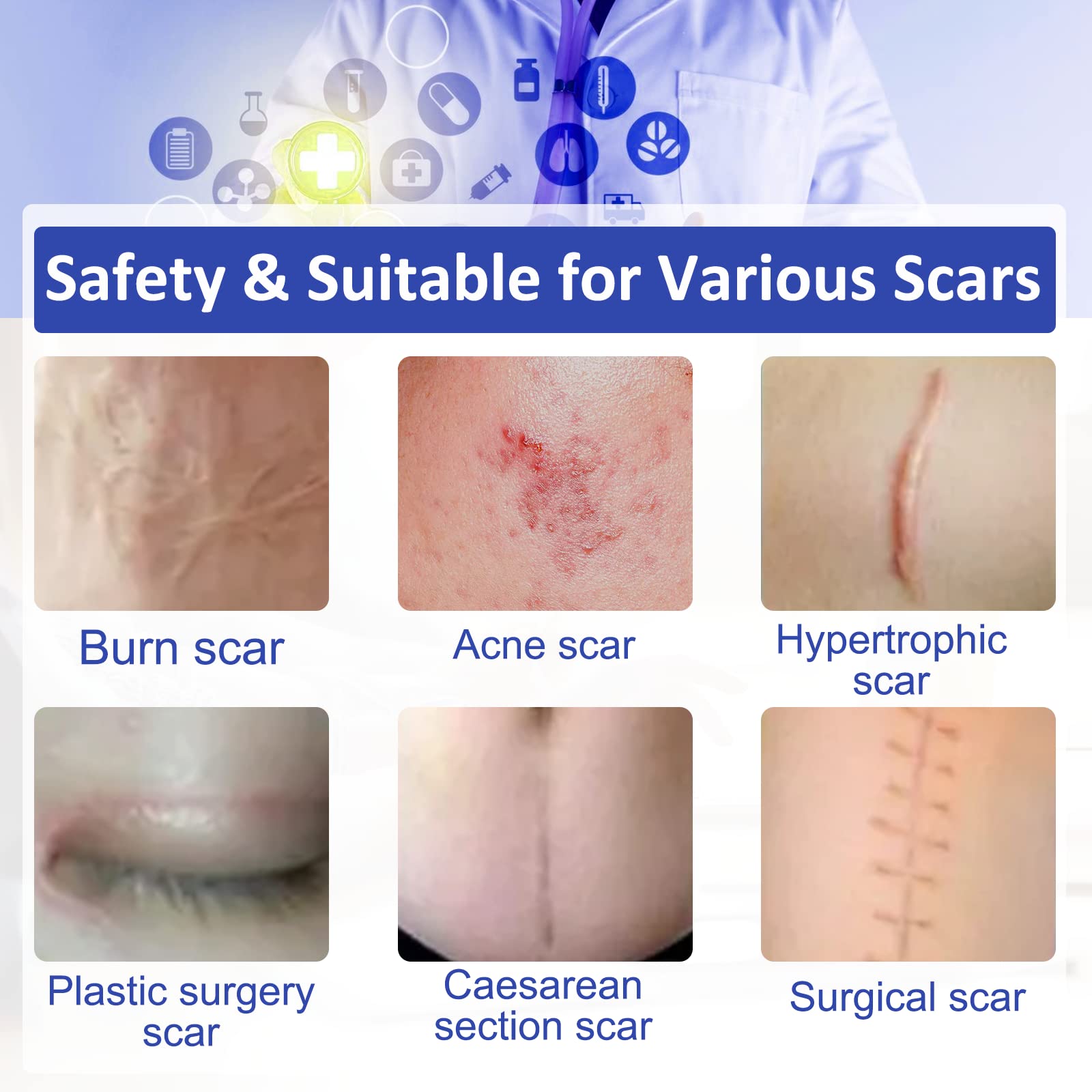 Silicone Scar Sheets (1.6    x 120   ), Clear Gel Silicone Scar Tape, Invisible Medical Grade Scar Silicone Strips, Transparent
