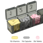 e-Pill 5 Times a Day x 7 Day Large Weekly Pill Organizer, Vitamin and Medicine Pill Box - with Discreet Case (Black)