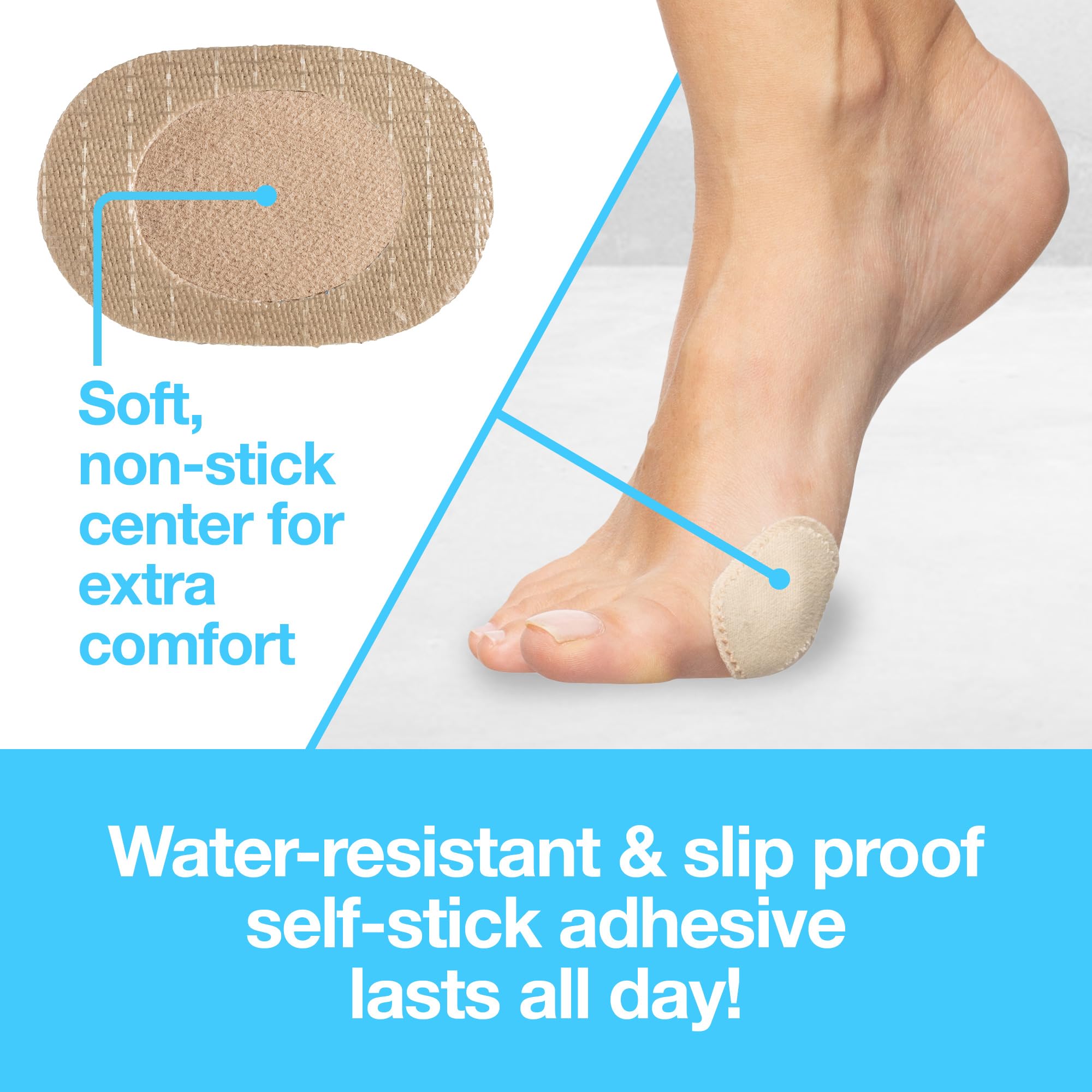 ZenToes Premium Bunion Pads - Non-Stick Center for Sensitive Skin, Odor Resistant Cushions, Prevents Friction and Pressure (24 C